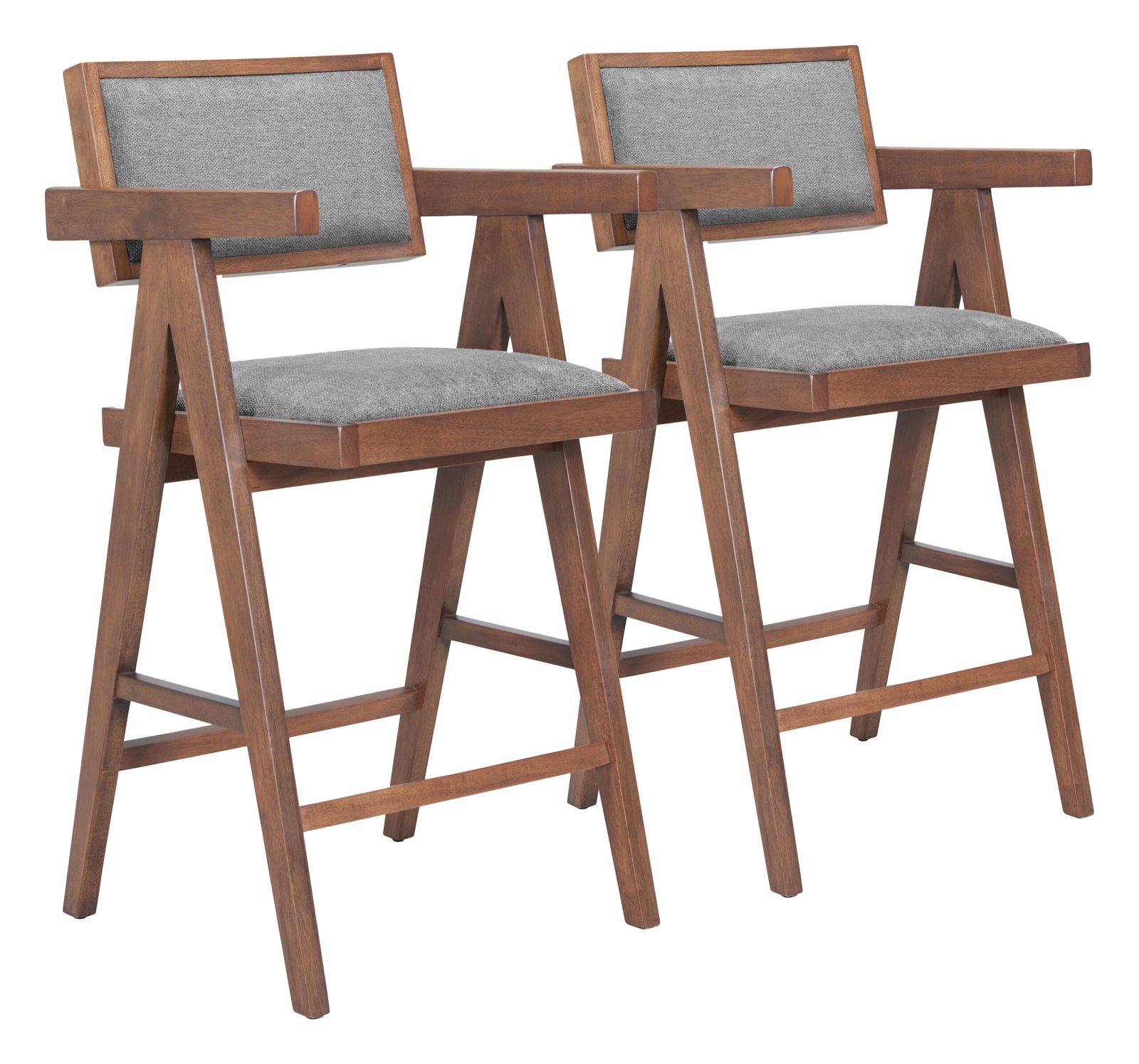 Delhi Counter Stool (Set of 2) Gray & Walnut - Image 9