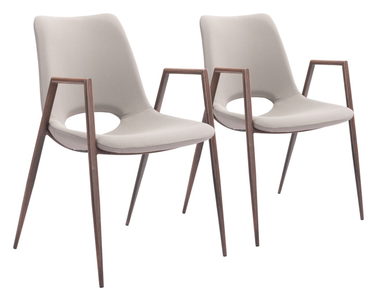Desi Dining Chair (Set of 2) Beige & Walnut - Image 11
