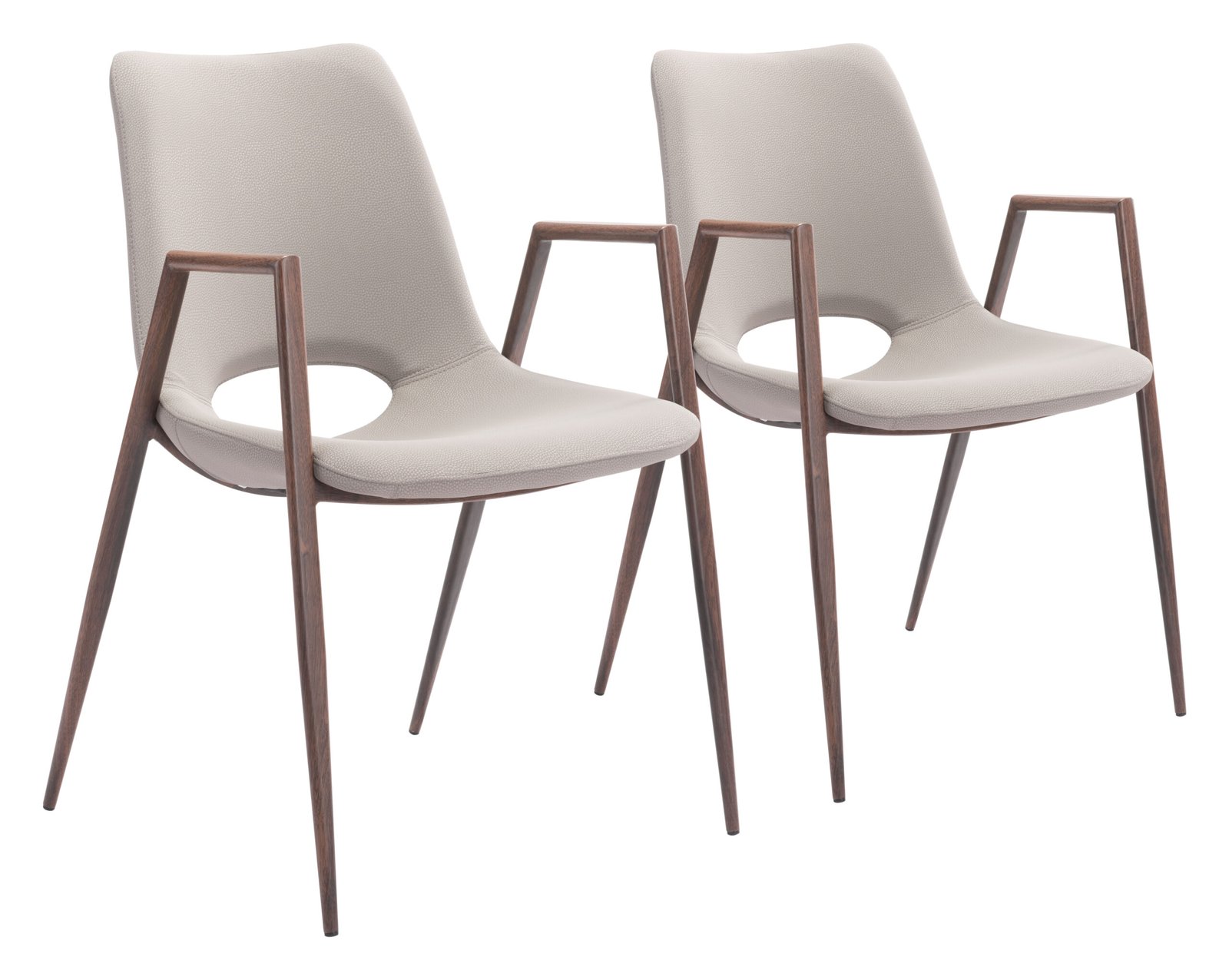 Desi Dining Chair (Set of 2) Beige & Walnut - Image 11
