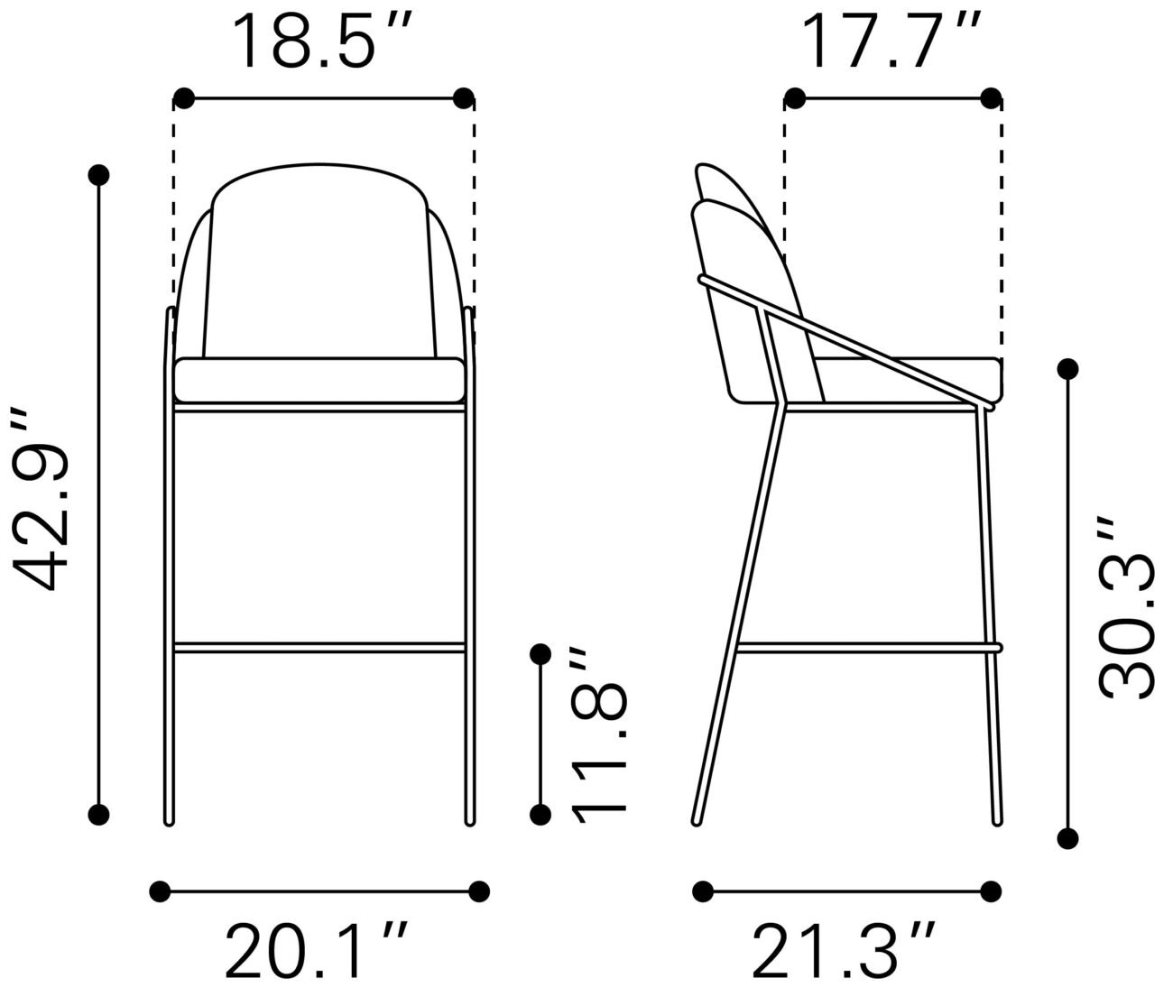 Jambi Barstool (Set of 2) Black & White - Image 10