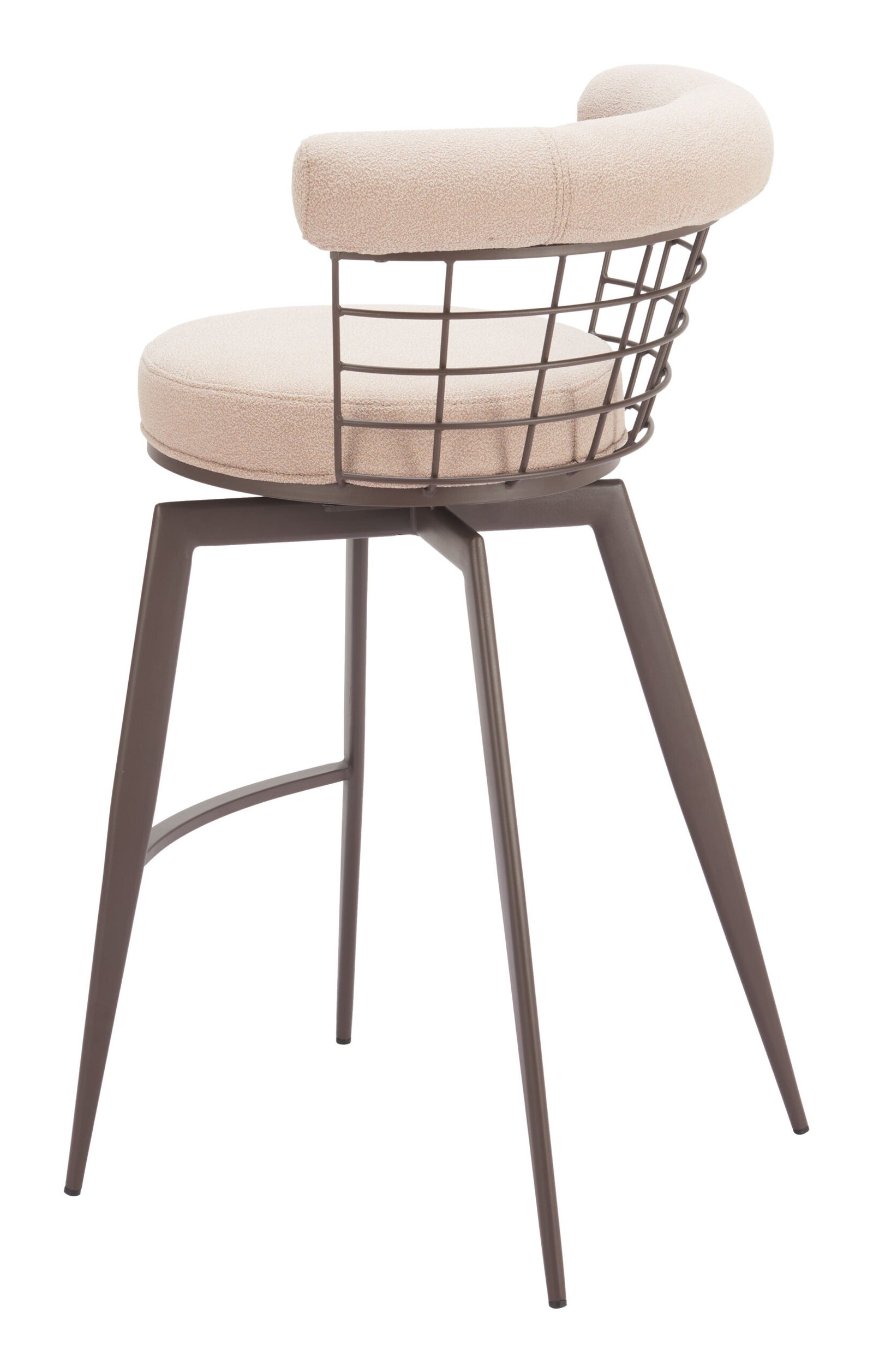 Saku Swivel Barstool Beige & Brown - Image 7