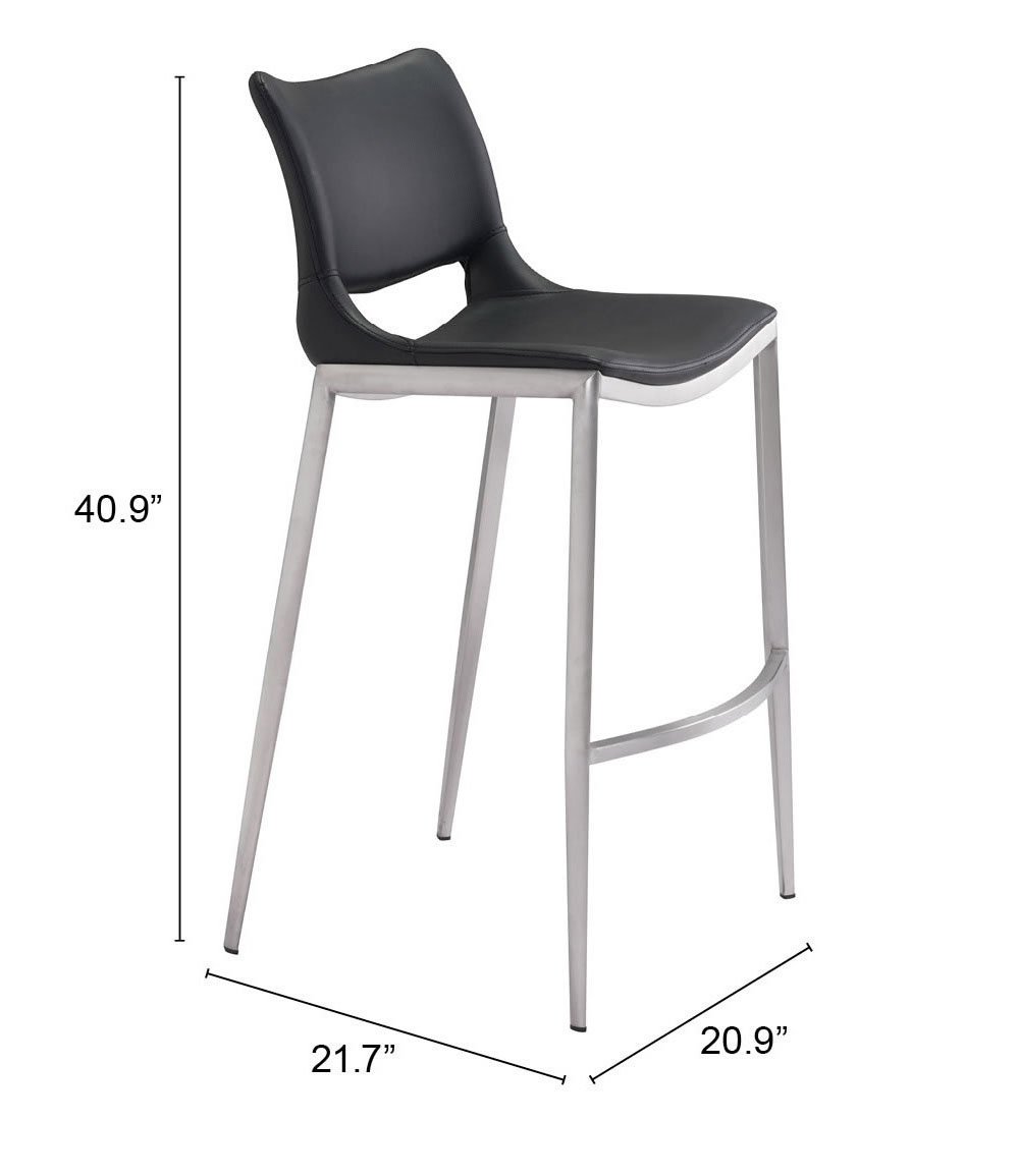 Ace Barstool (Set of 2) Black & Silver - Image 10