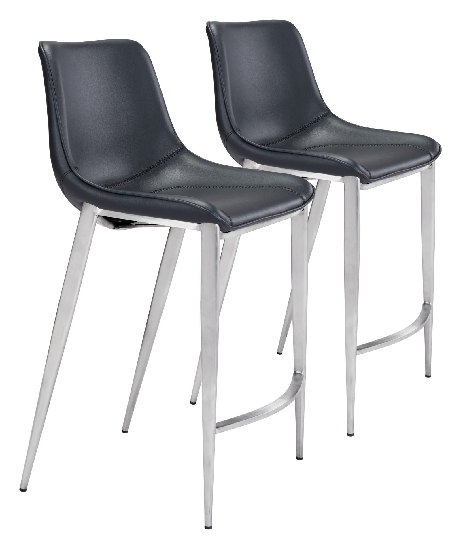 Magnus Counter Stool (Set of 2) Black & Silver - Image 10