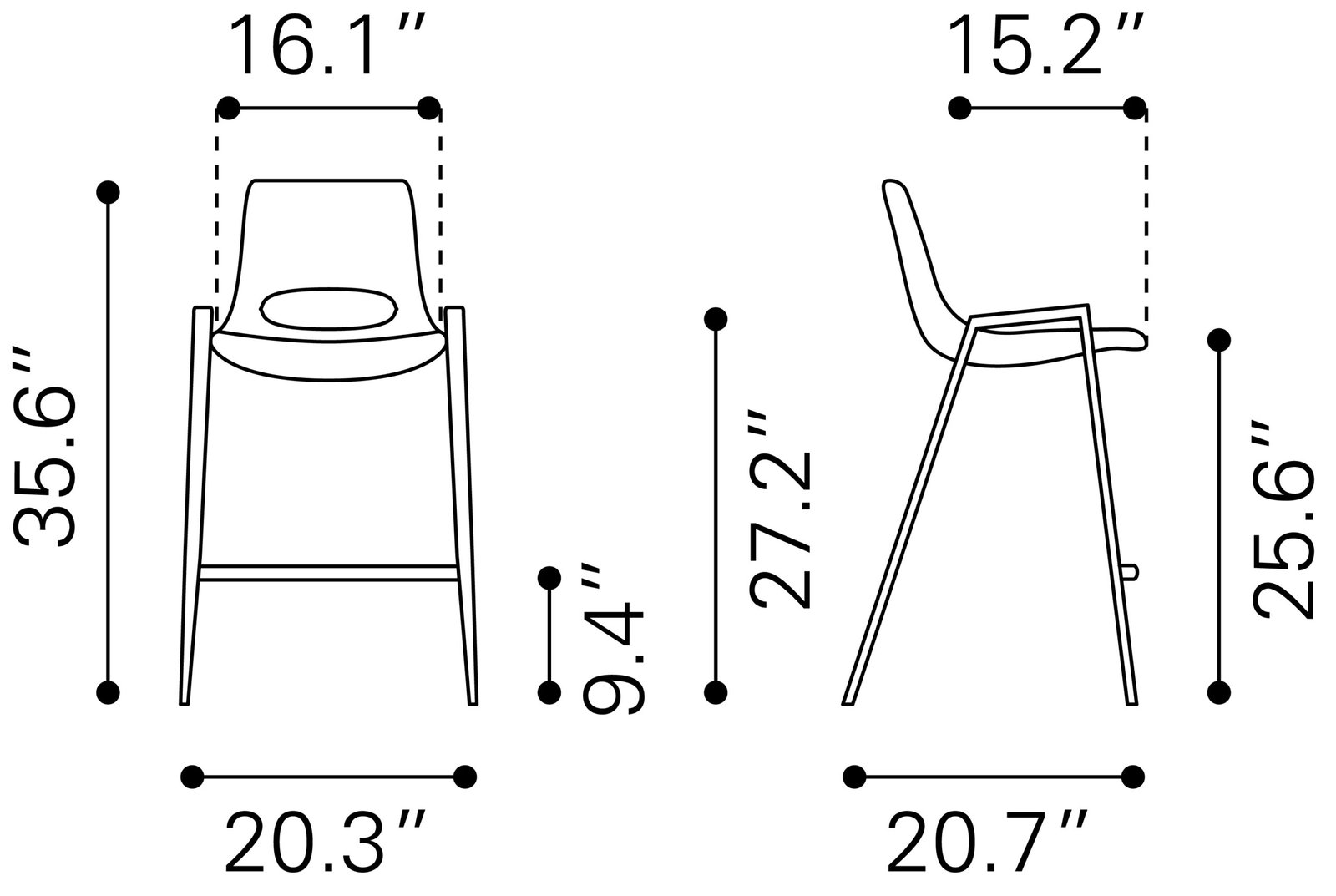 Desi Counter Stool (Set of 2) White - Image 9