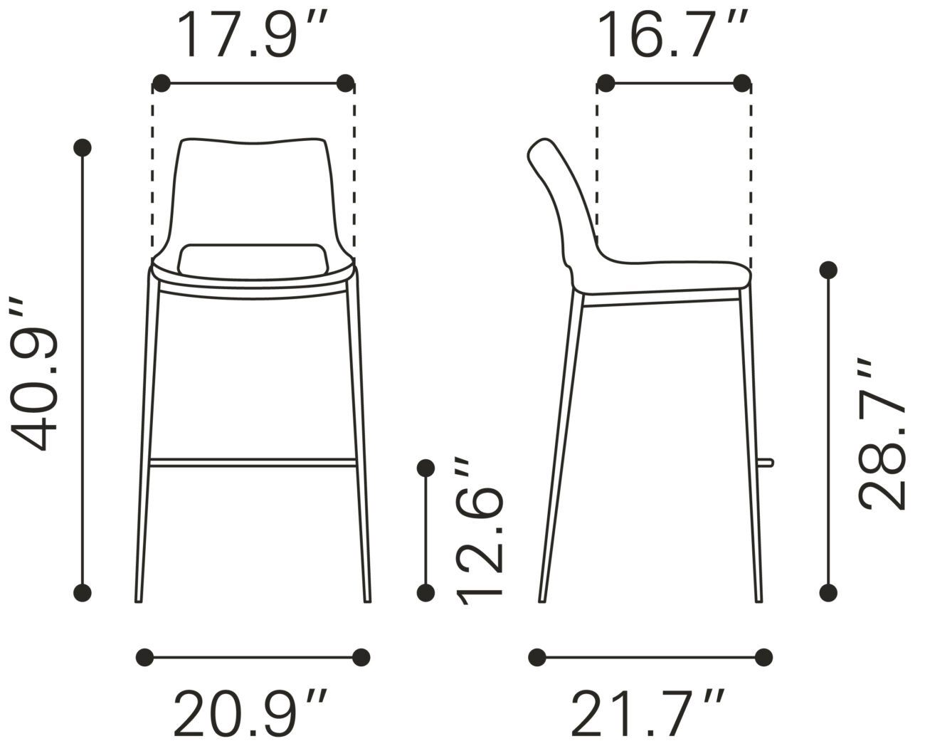 Ace Barstool (Set of 2) Dark Gray & Walnut - Image 9