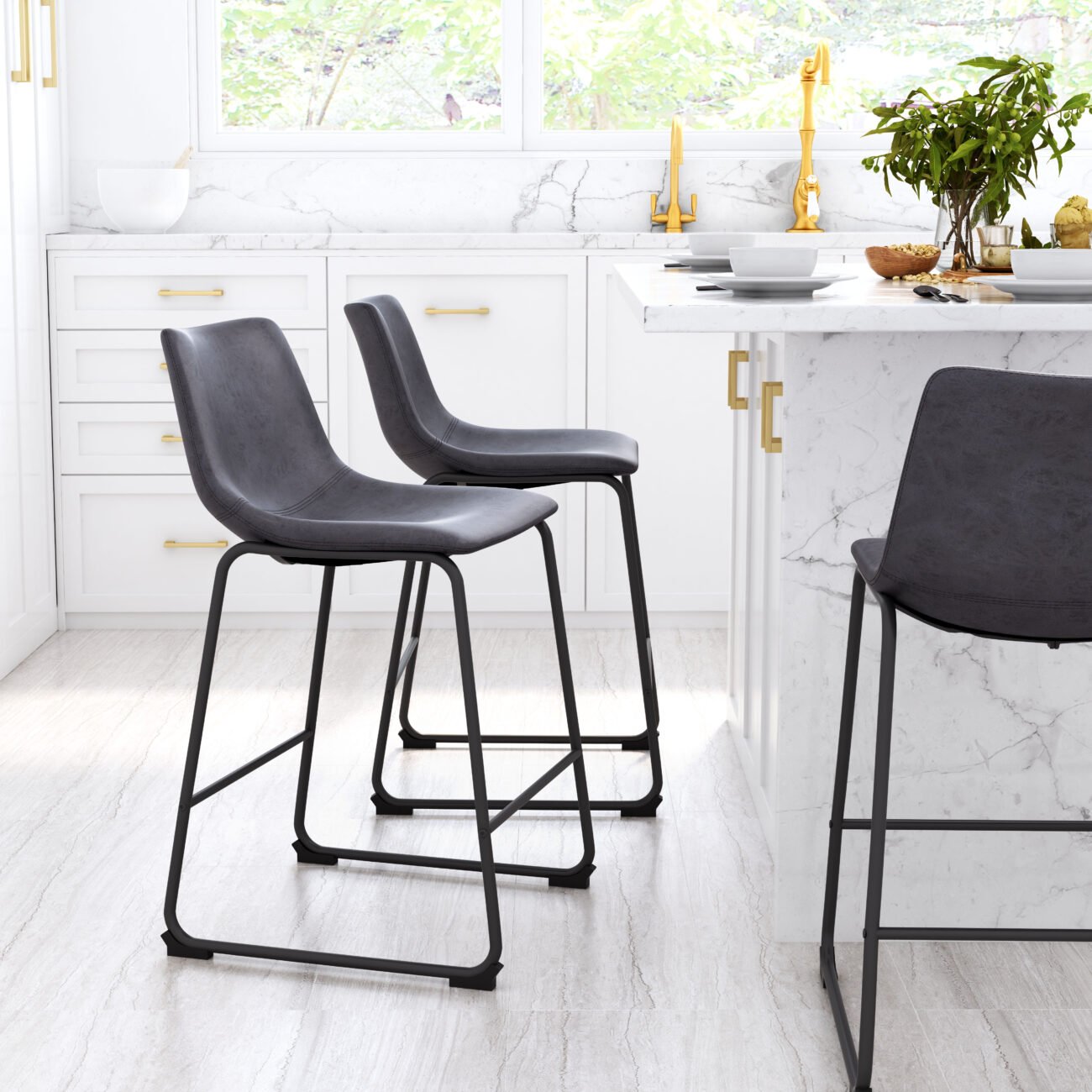Smart Counter Stool (Set of 2) Charcoal - Image 2