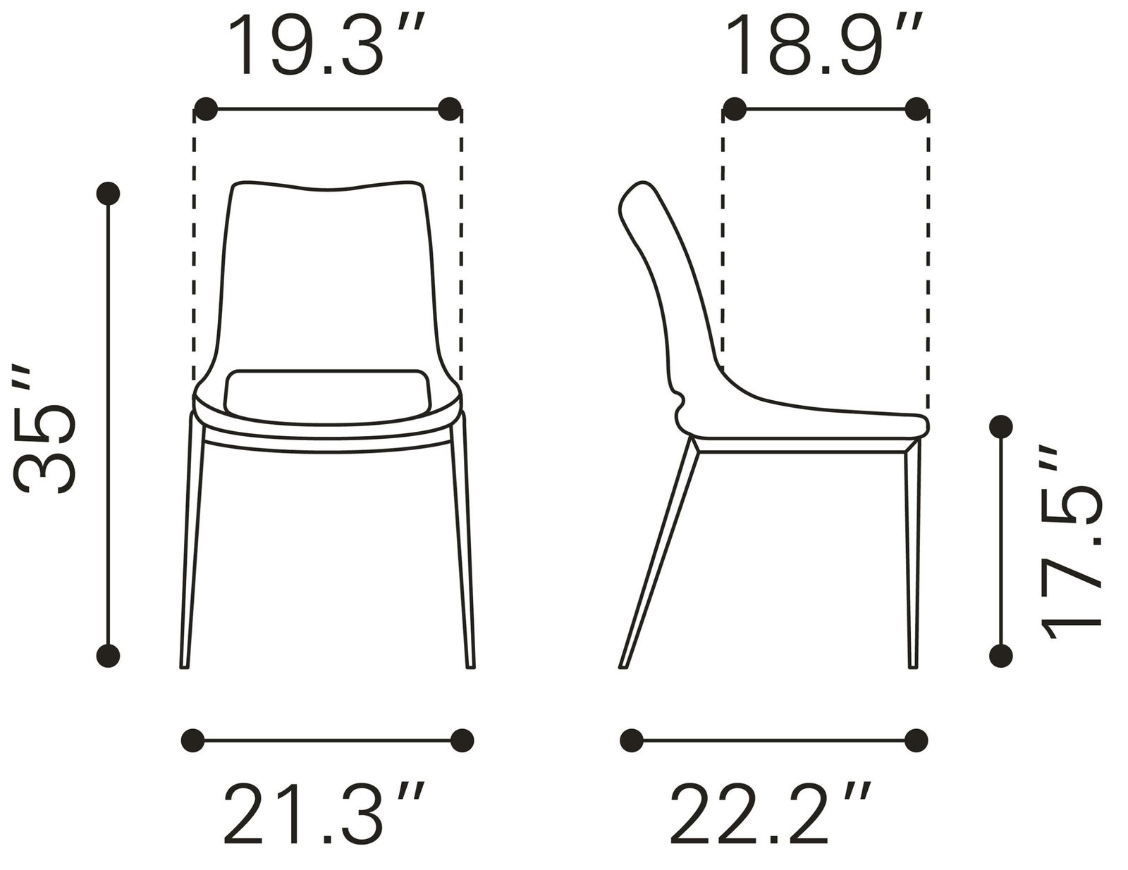 Ace Dining Chair (Set of 2) White & Silver - Image 10