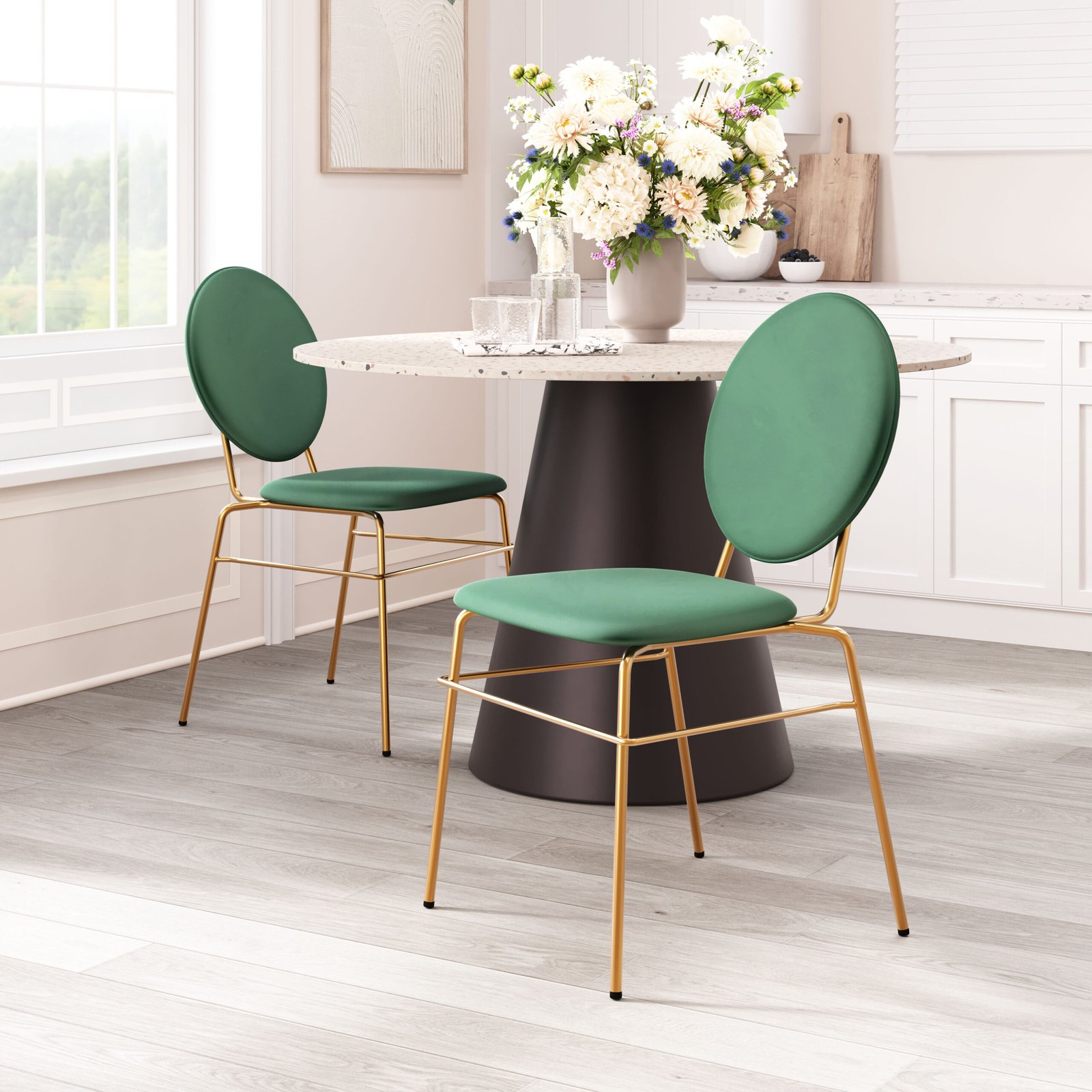 Odessa Dining Chair (Set of 2) Green & Gold - Image 2