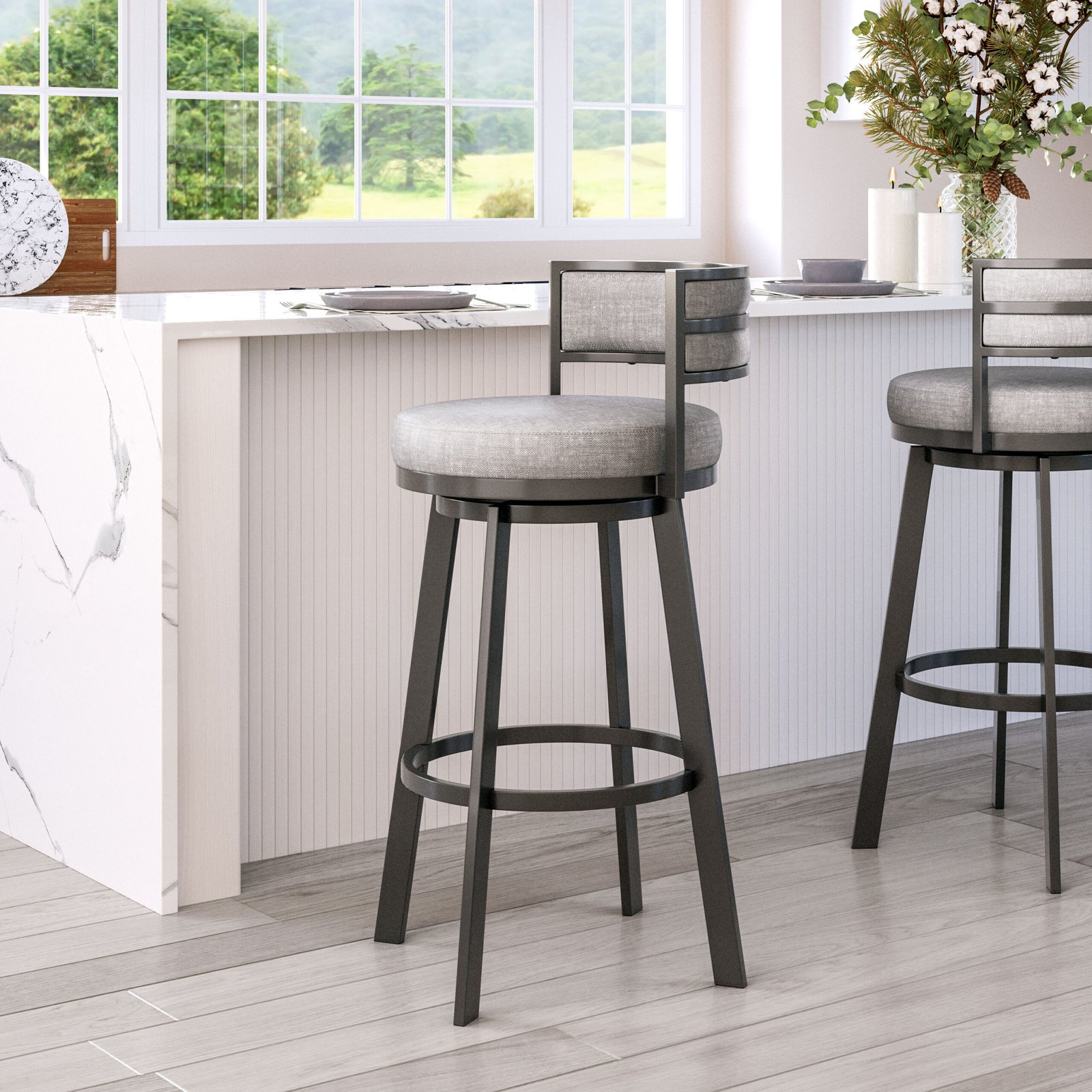 Gimsby Swivel Barstool Gray