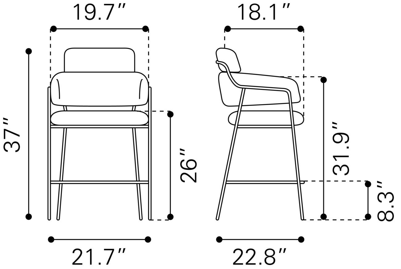 Marcel Counter Stool (Set of 2) Cream - Image 8