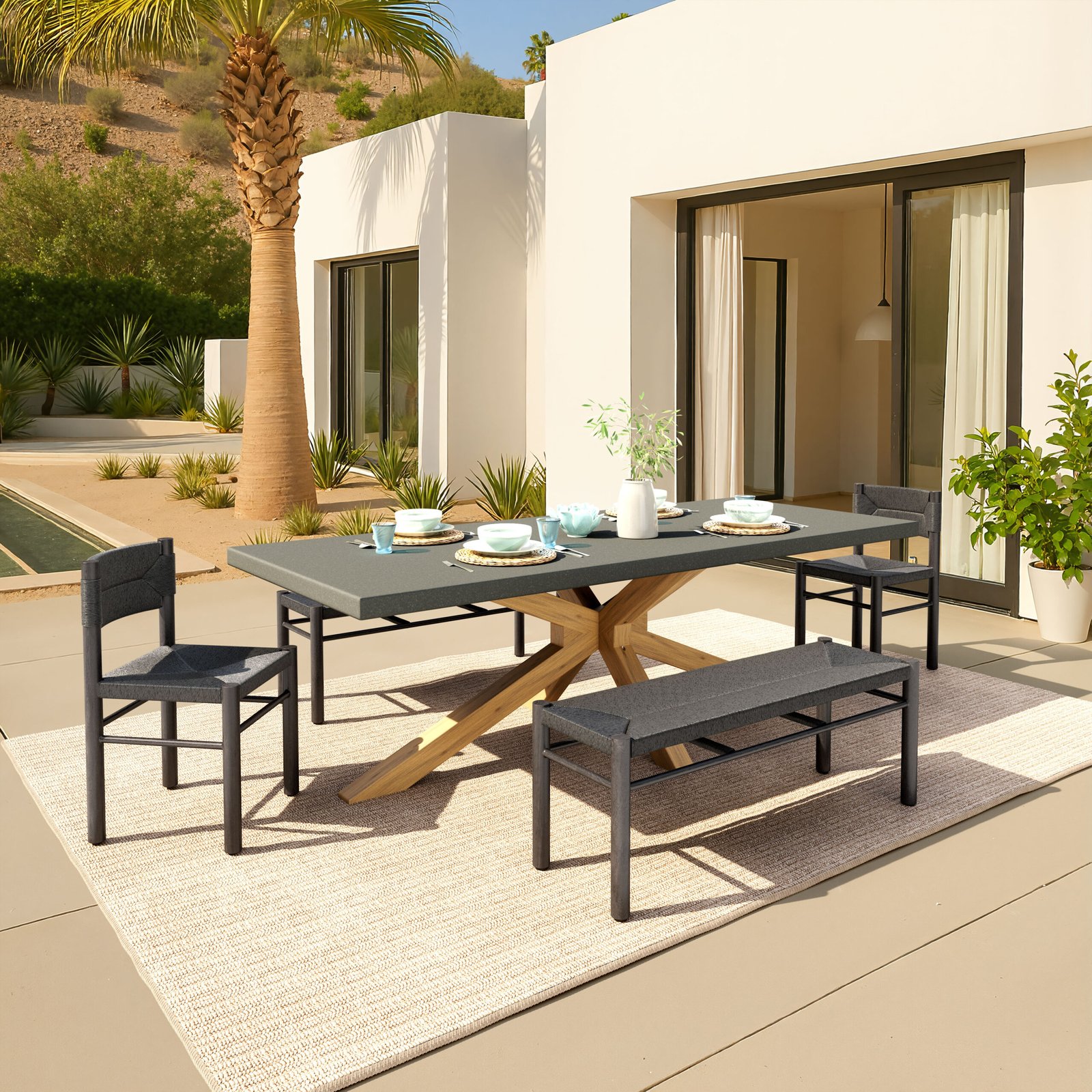 Suan Rectangular Dining Table Gray - Image 2