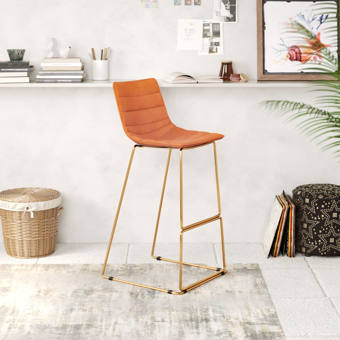 Adele Barstool (Set of 2) Orange & Gold - Image 2