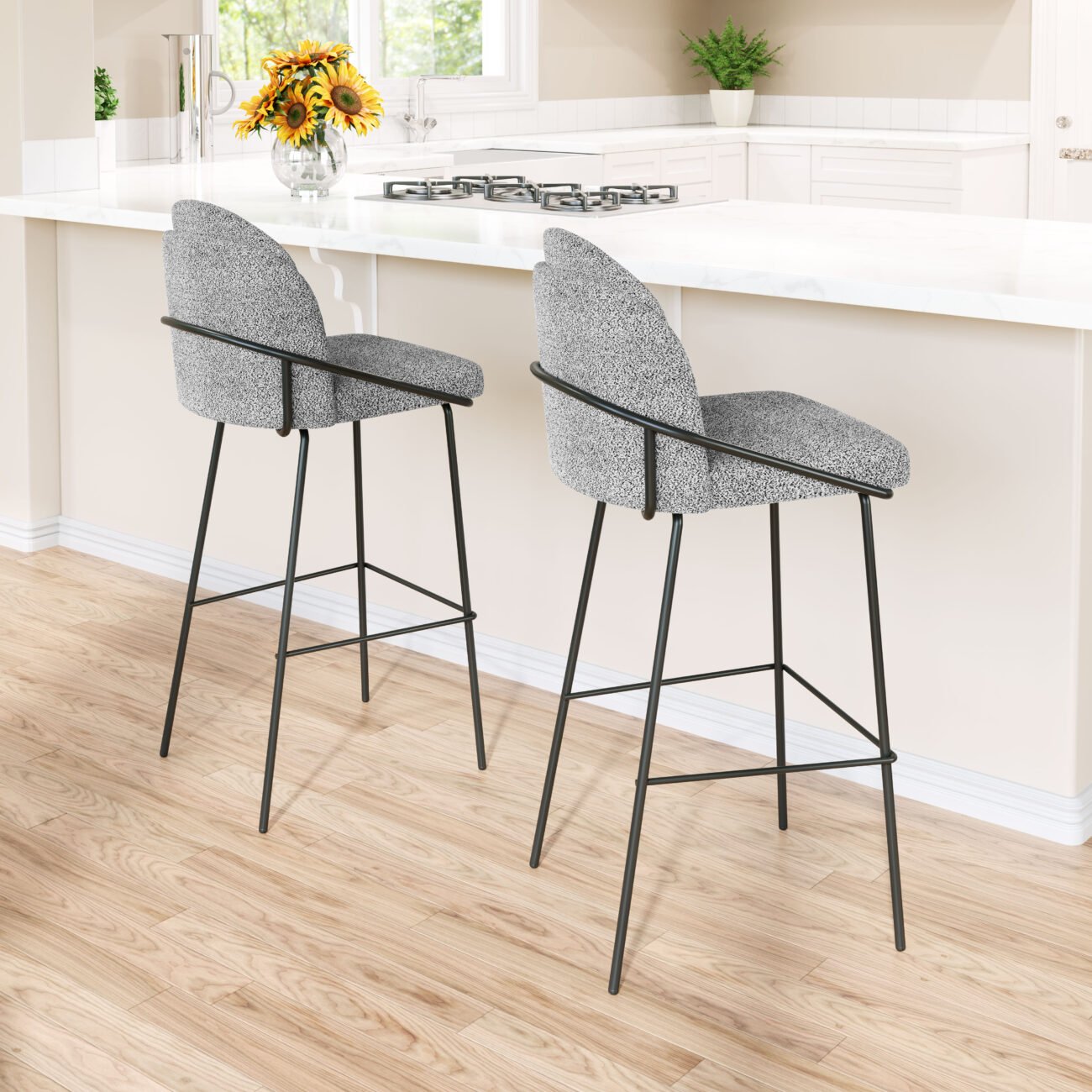 Jambi Barstool (Set of 2) Black & White - Image 2