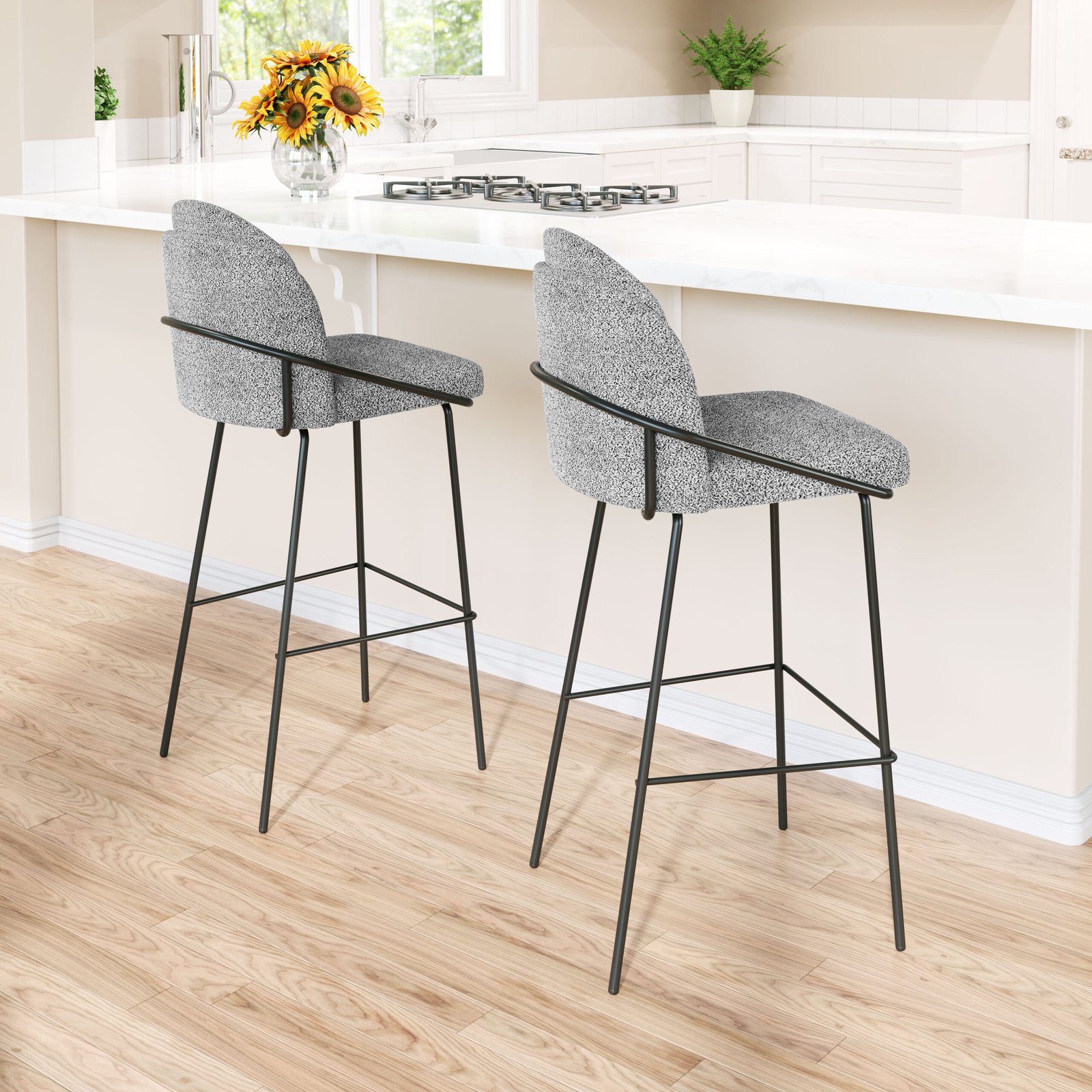 Jambi Barstool (Set of 2) Black & White - Image 2