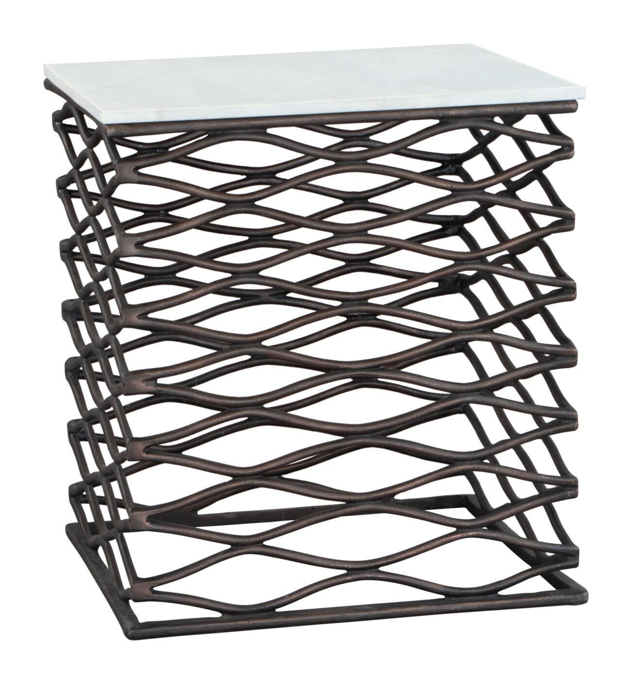 Duke Side Table White & Antique Bronze - Image 4