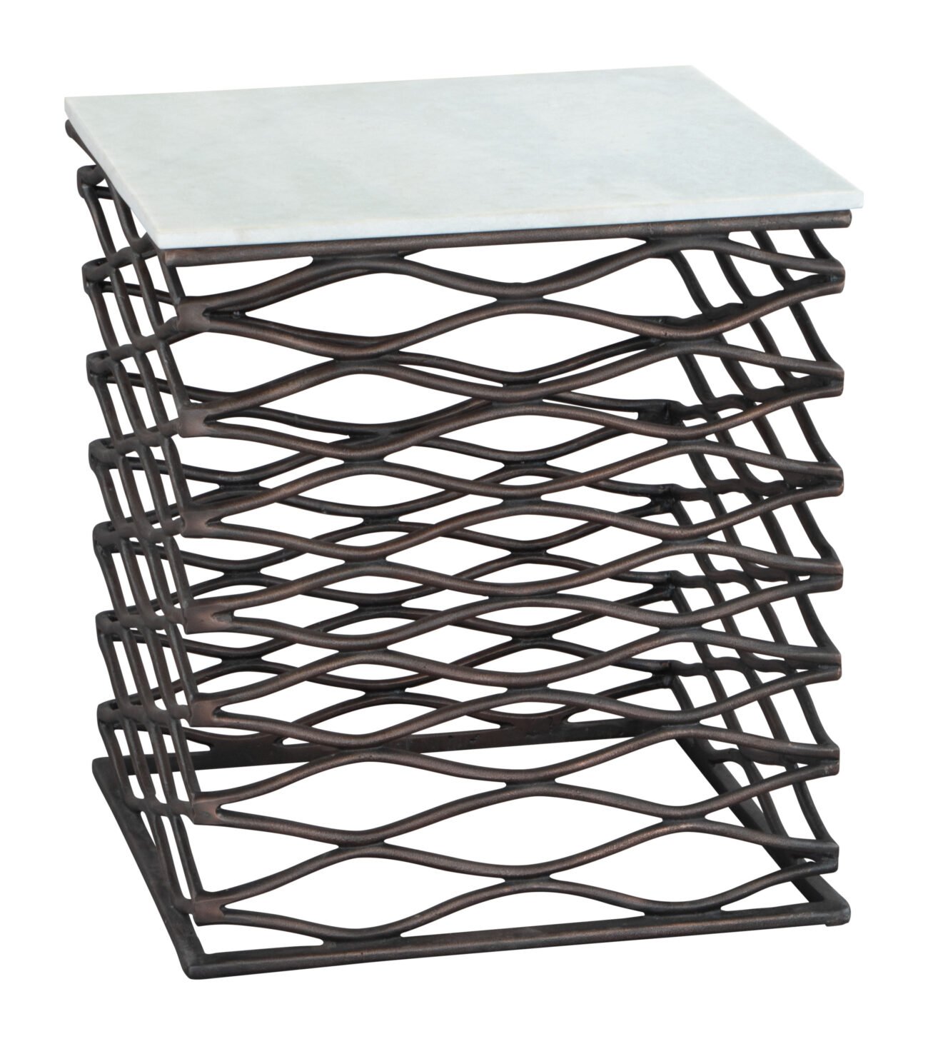 Duke Side Table White & Antique Bronze - Image 2