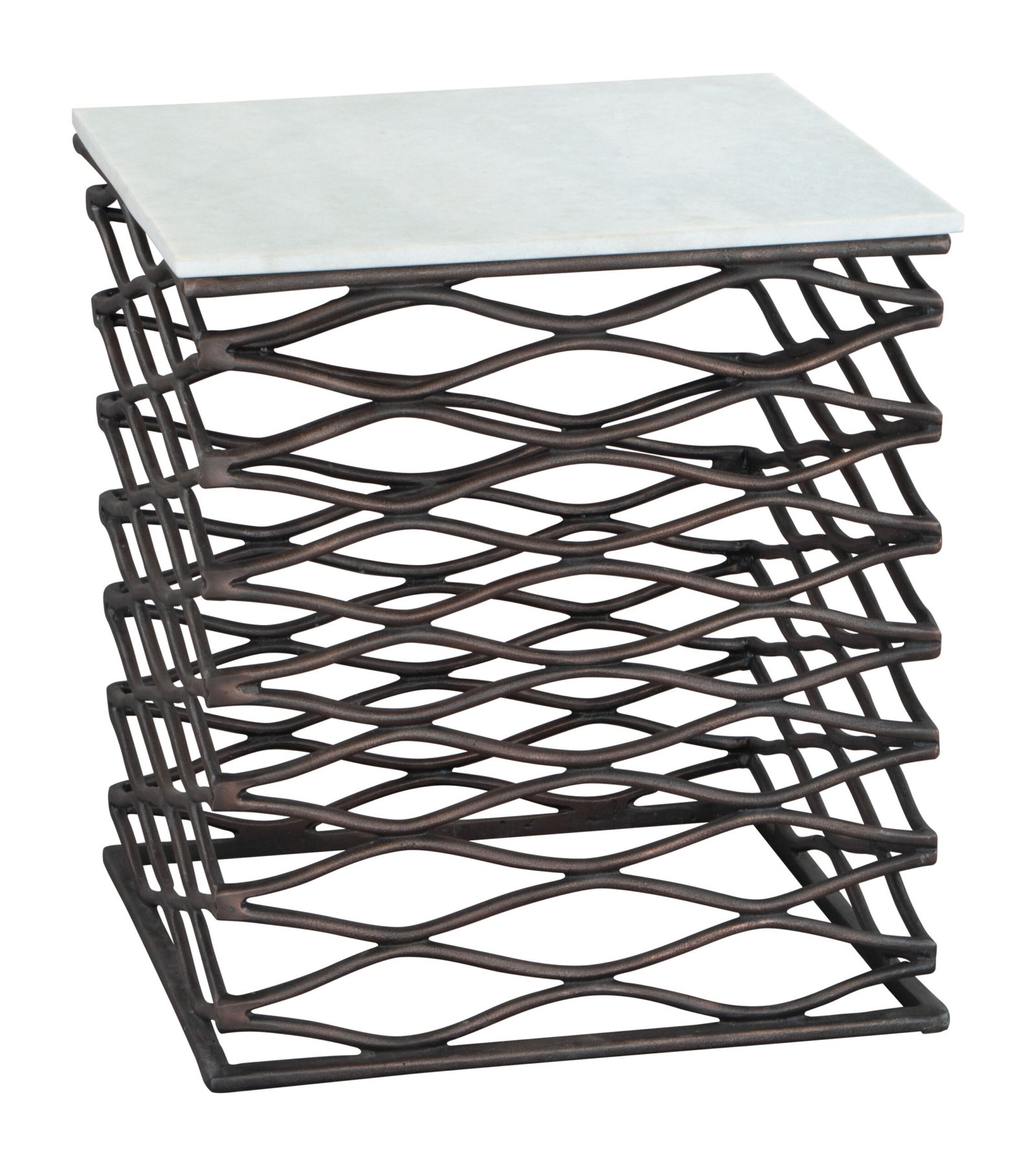 Duke Side Table White & Antique Bronze - Image 2