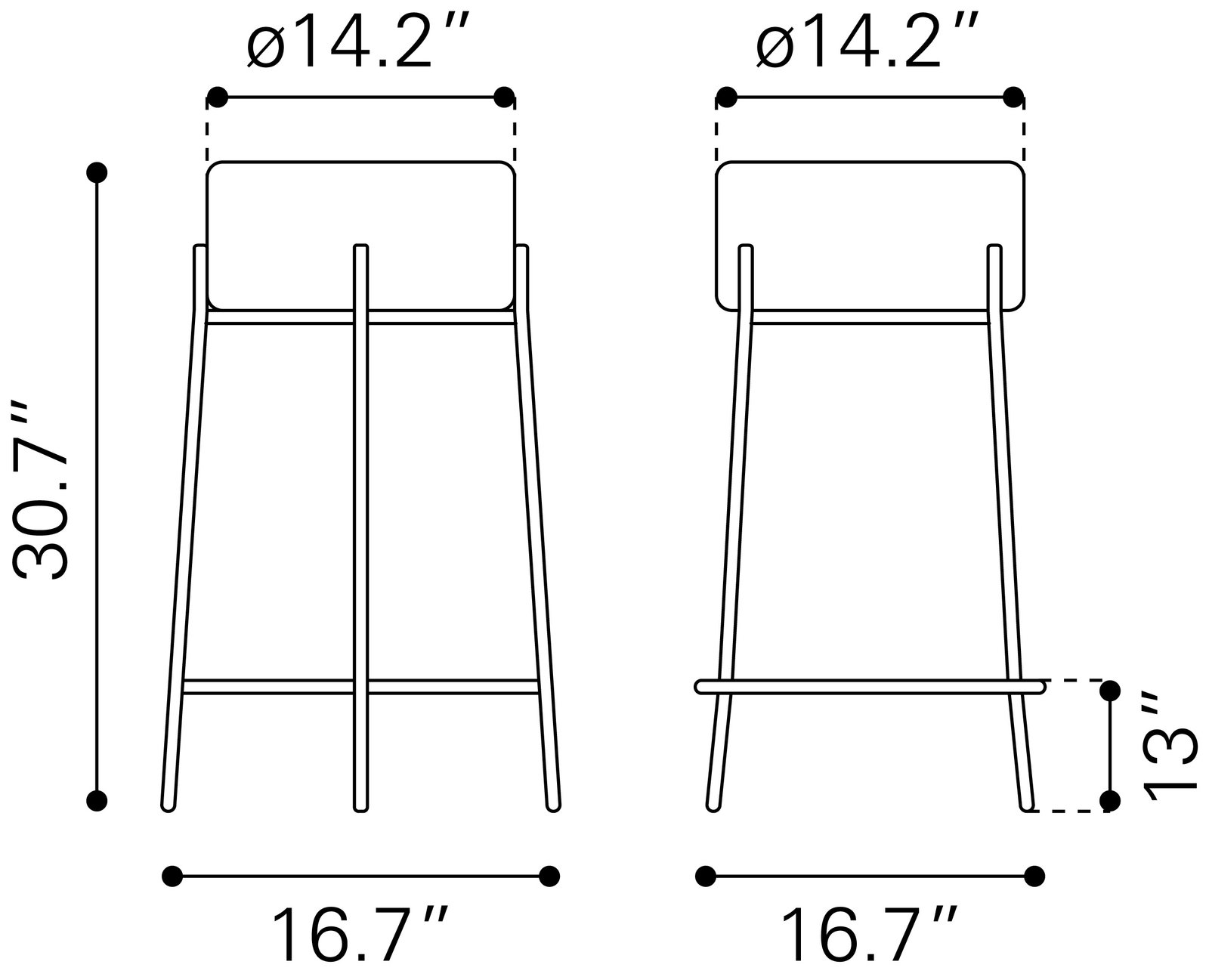 Blanche Barstool (Set of 2) Ivory - Image 6