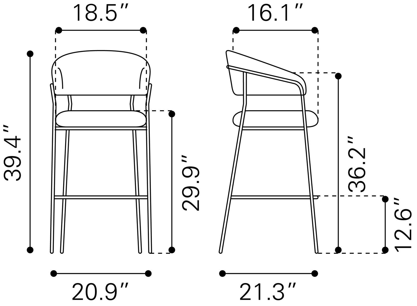 Josephine Barstool (Set of 2) Brown - Image 8