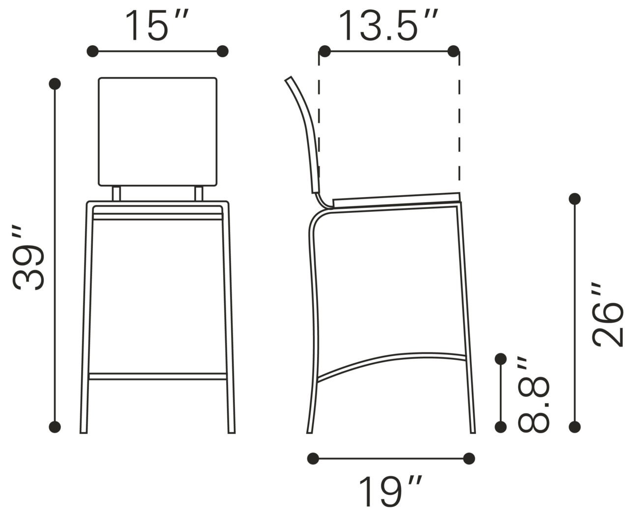 Criss Cross Counter Stool (Set of 2) Black - Image 8