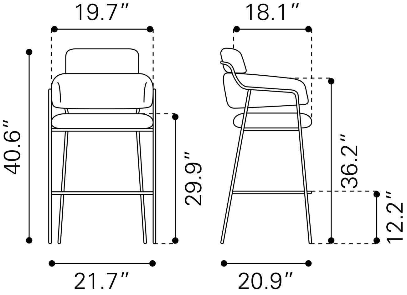 Marcel Barstool (Set of 2) Brown - Image 8