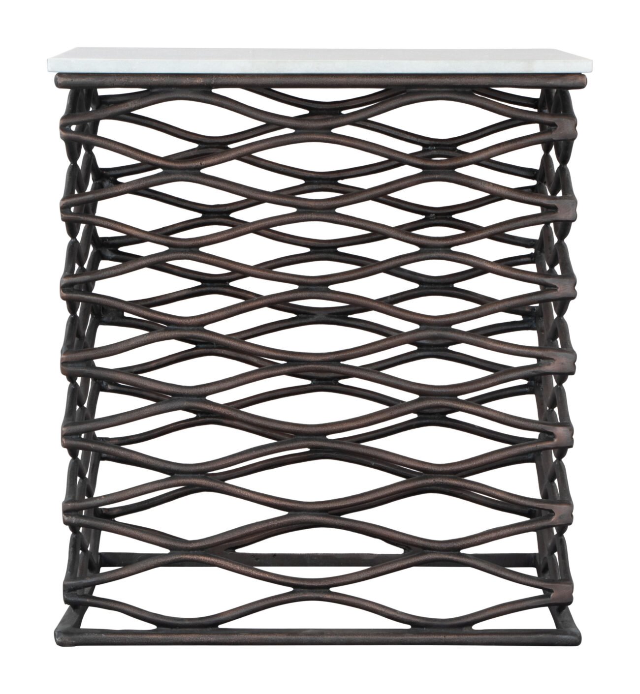Duke Side Table White & Antique Bronze - Image 3