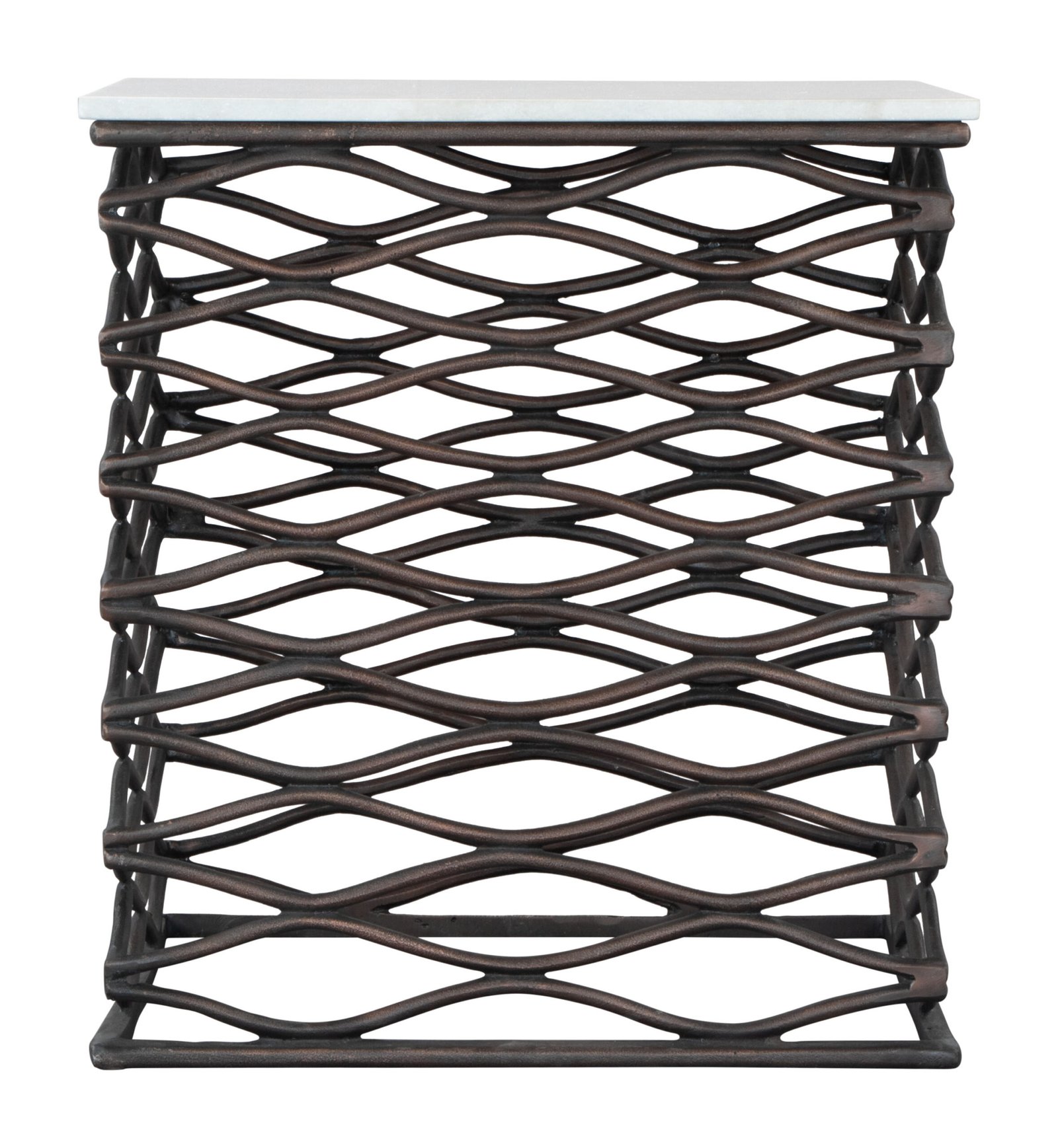 Duke Side Table White & Antique Bronze - Image 3