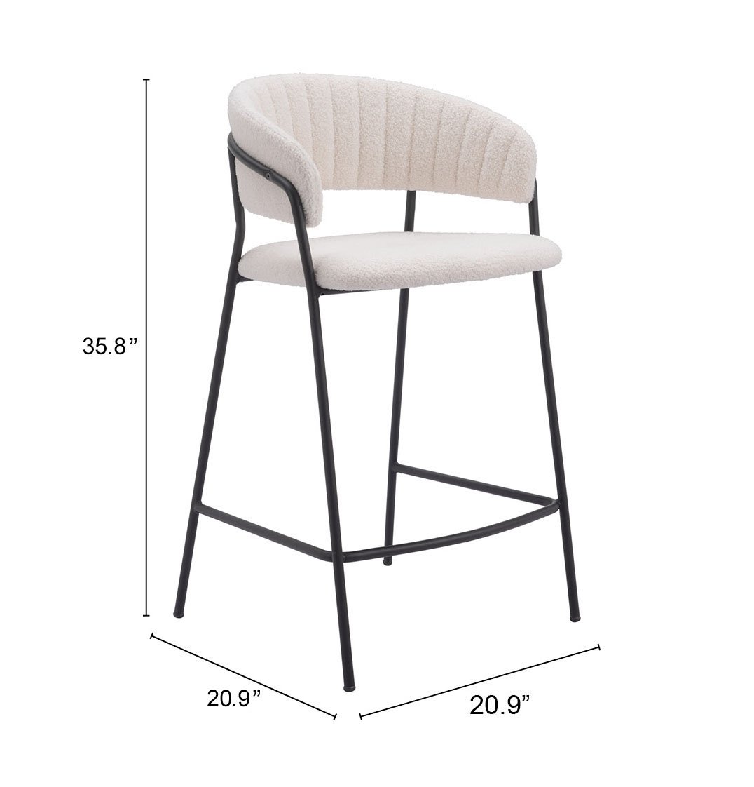 Josephine Counter Stool (Set of 2) Cream - Image 9
