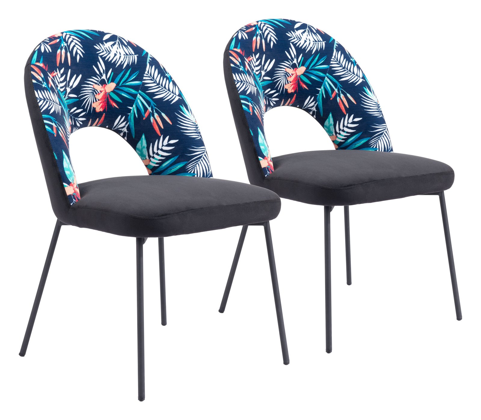 Merion Dining Chair (Set of 2) Multicolor Print & Black - Image 16