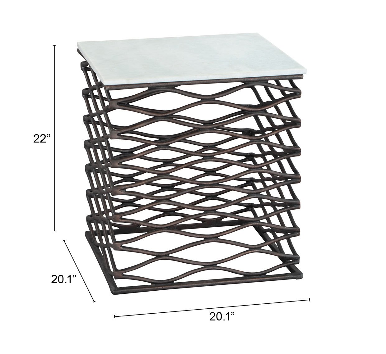 Duke Side Table White & Antique Bronze - Image 9