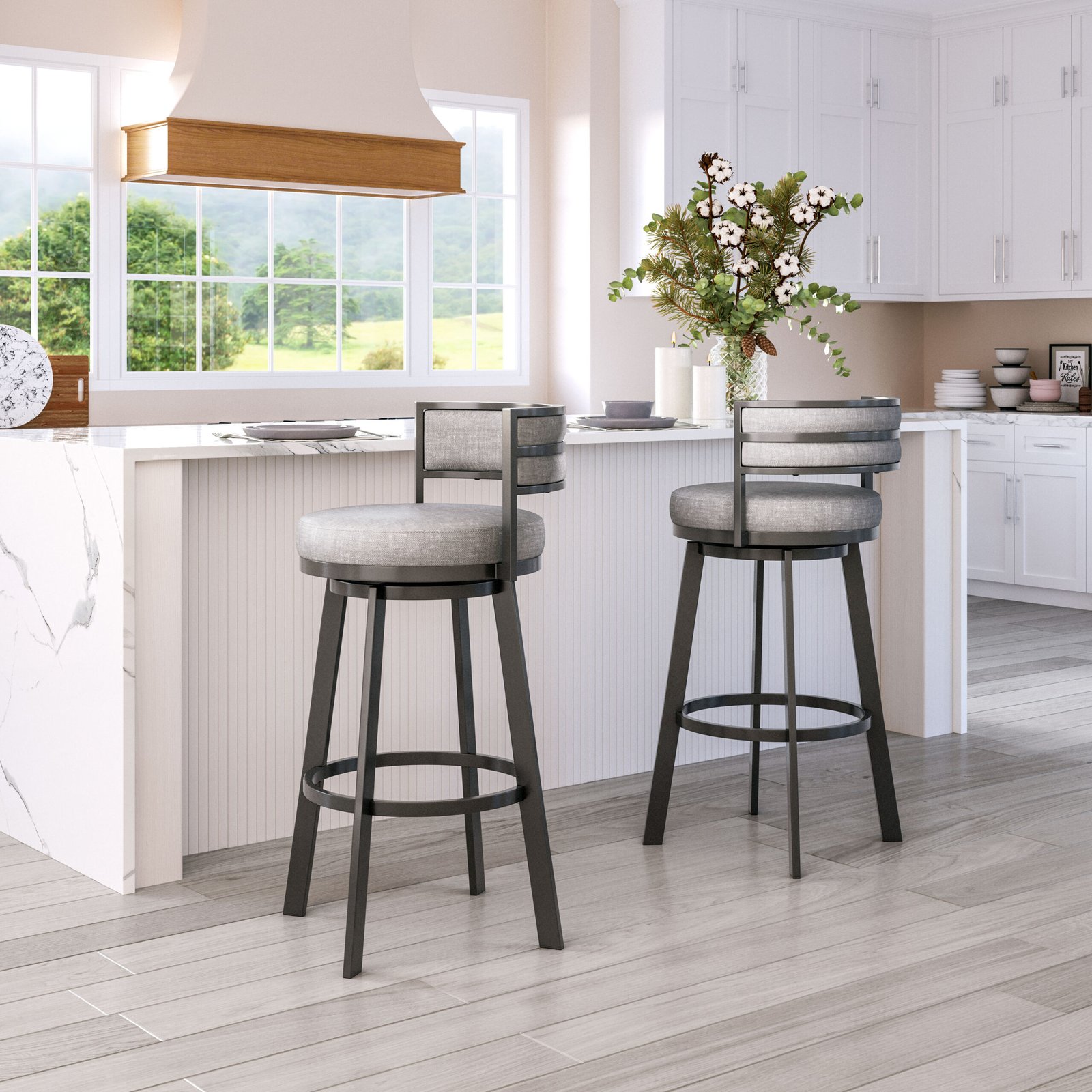 Gimsby Swivel Barstool Gray - Image 2