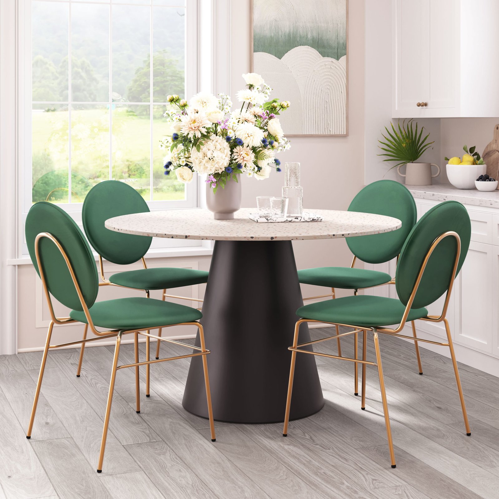 Jorf Dining Table Beige & Bronze - Image 2