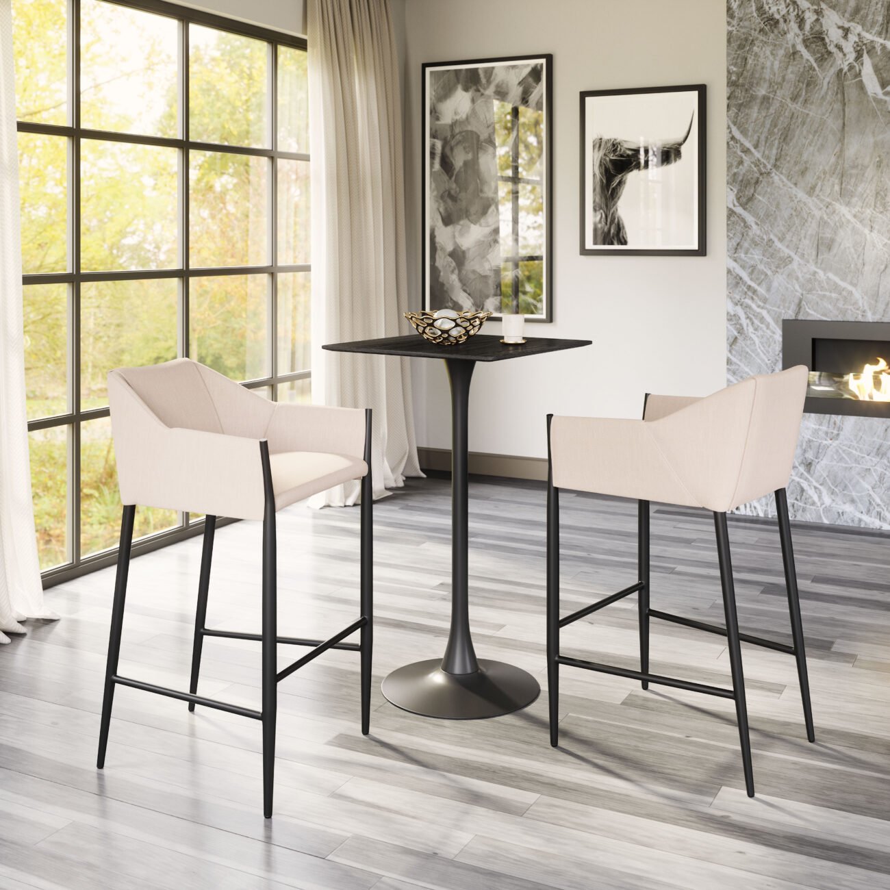Andover Barstool Beige - Image 2