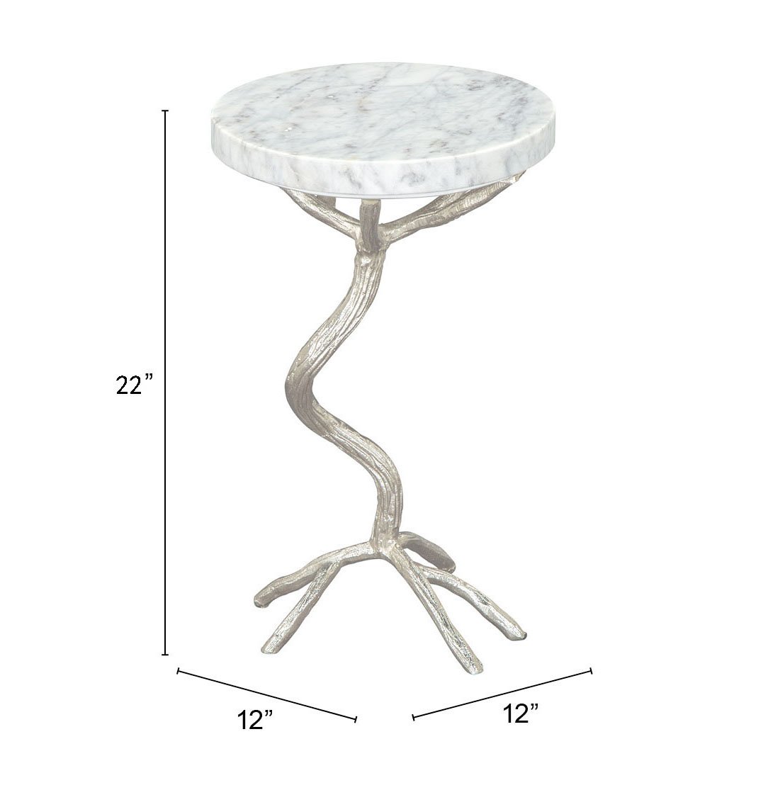 Joel Side Table White & Silver - Image 11