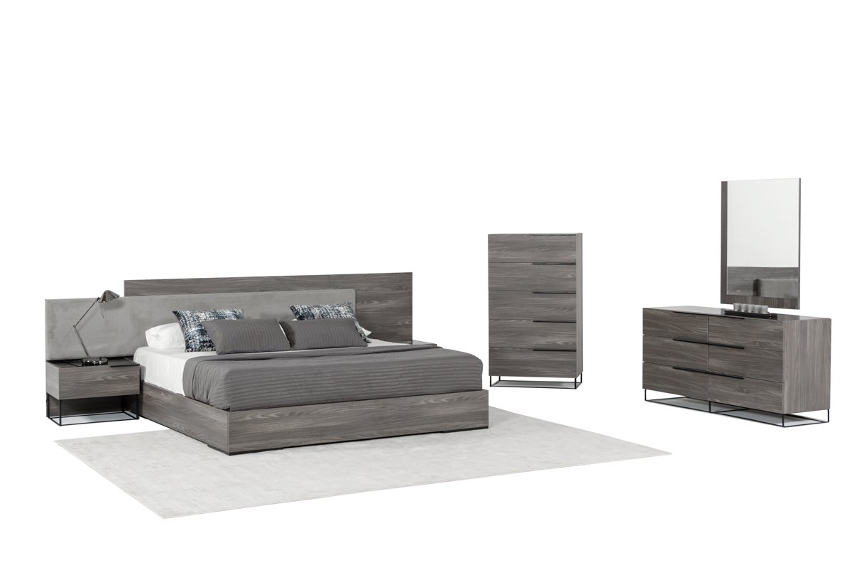 California King Nova Domus Enzo Italian Modern Grey Oak & Fabric Bedroom Set - Image 5