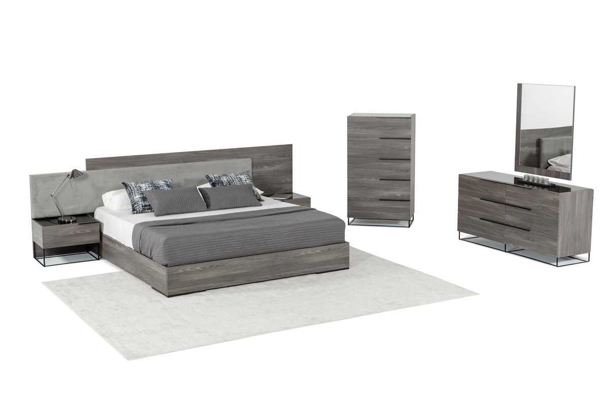 California King Nova Domus Enzo Italian Modern Grey Oak & Fabric Bedroom Set