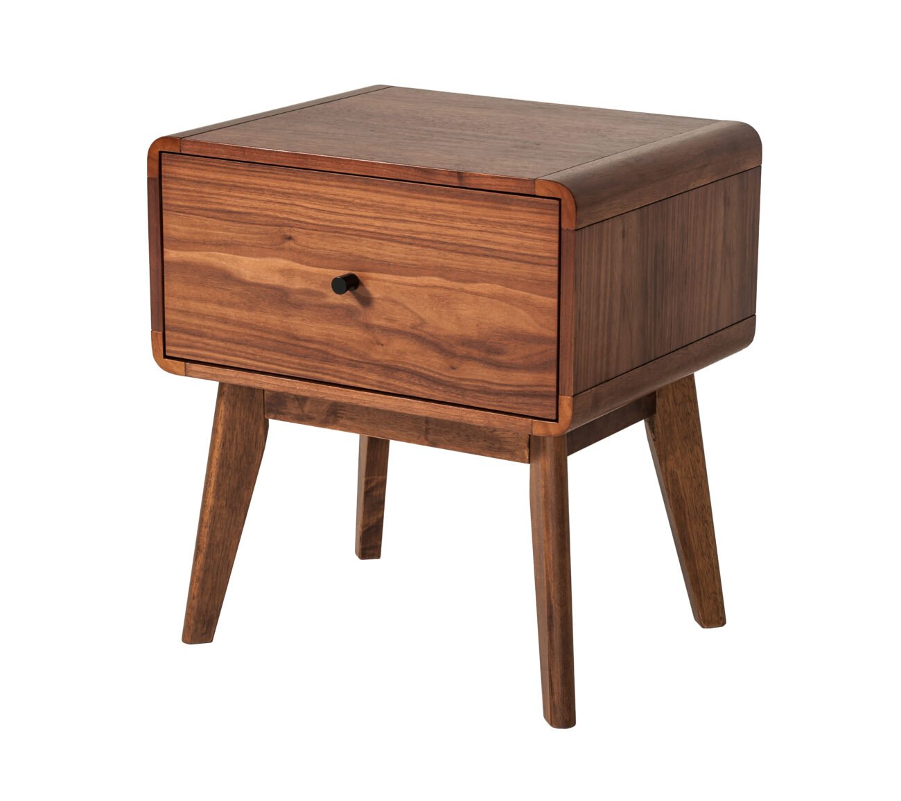 Modrest Carmen + Marshall Mid-Century Modern Walnut Bed + Nightstands Set - Image 3