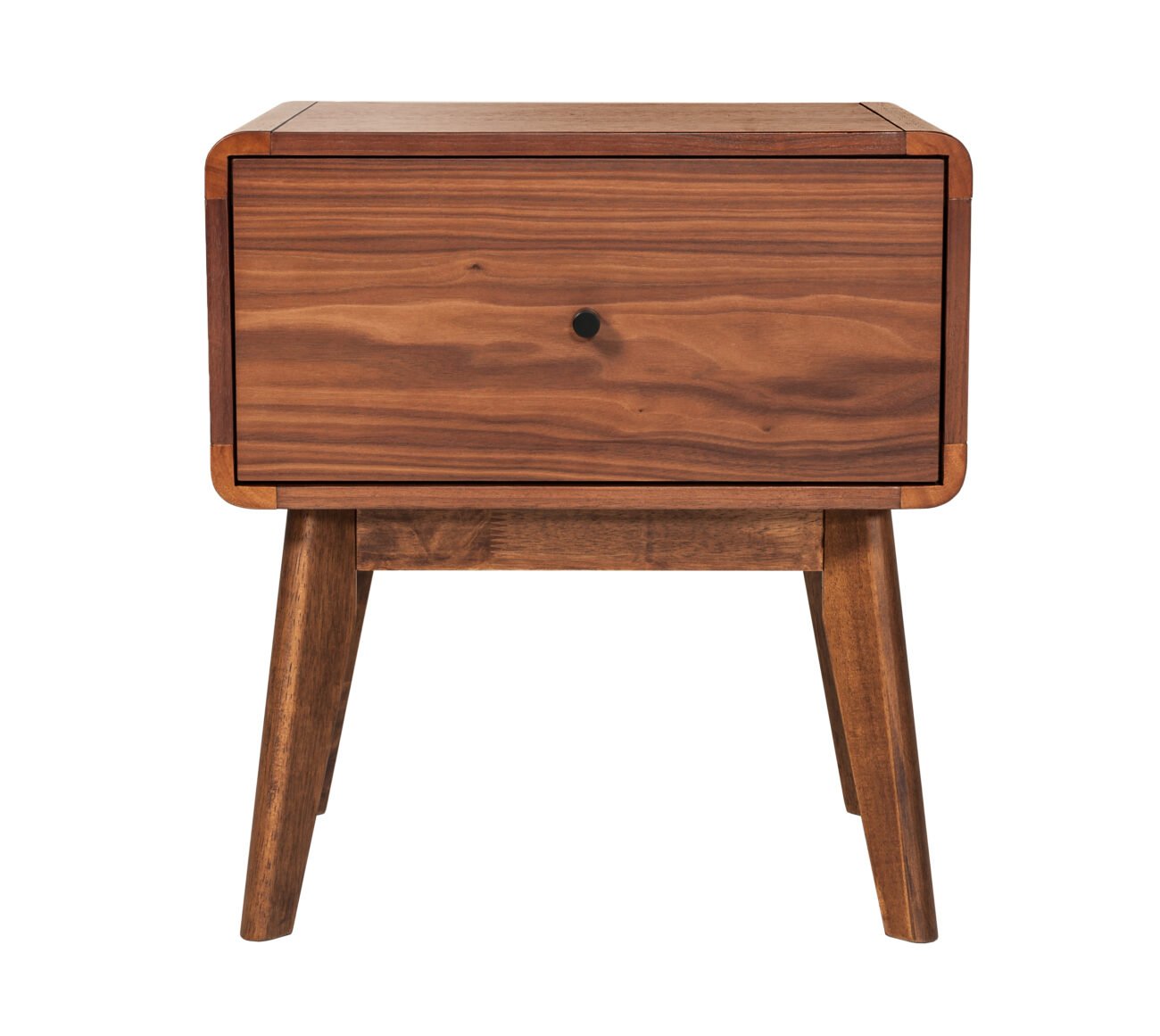 Modrest Carmen + Marshall Mid-Century Modern Walnut Bed + Nightstands Set - Image 2