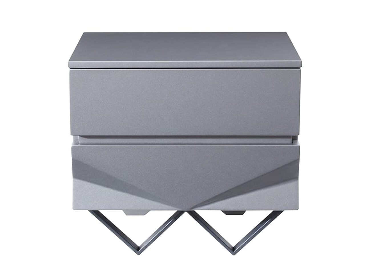 Eastern King Modrest Duke Modern Grey Velvet & Black Gun Chrome 4-Piece Bedroom Set - Image 3