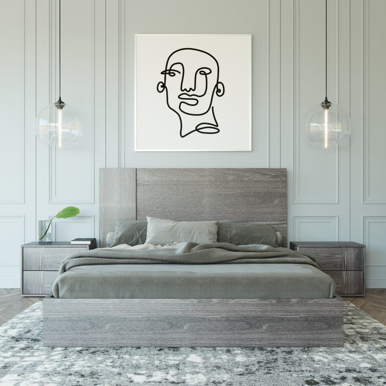 Eastern King Nova Domus Asus - Modern Italian Grey Elm 4-Piece Bedroom Set