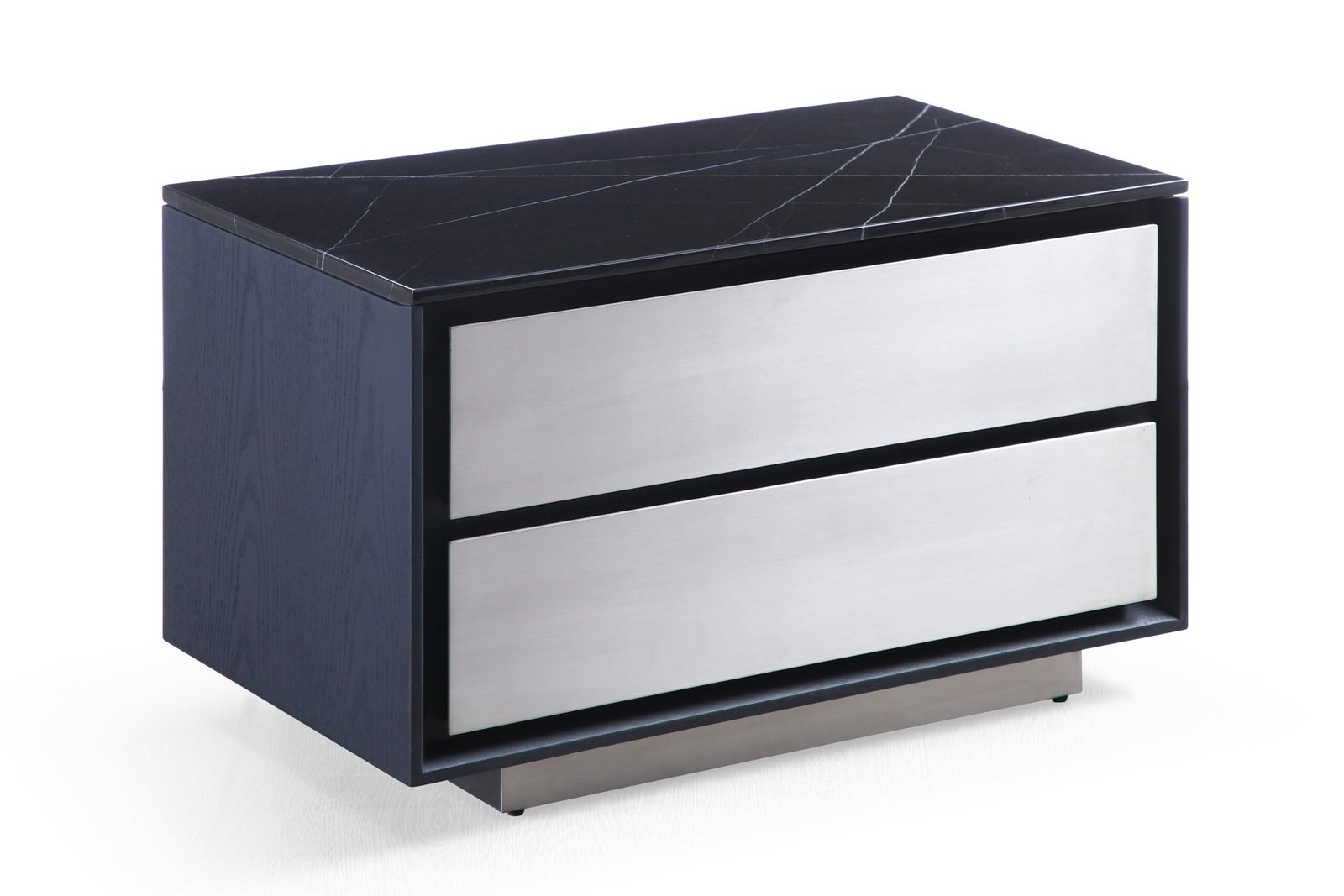 Eastern King Modrest Concord - Modern Grey Velvet + Black Marble + Black Ash + Aluminum Bedroom Set - Image 4