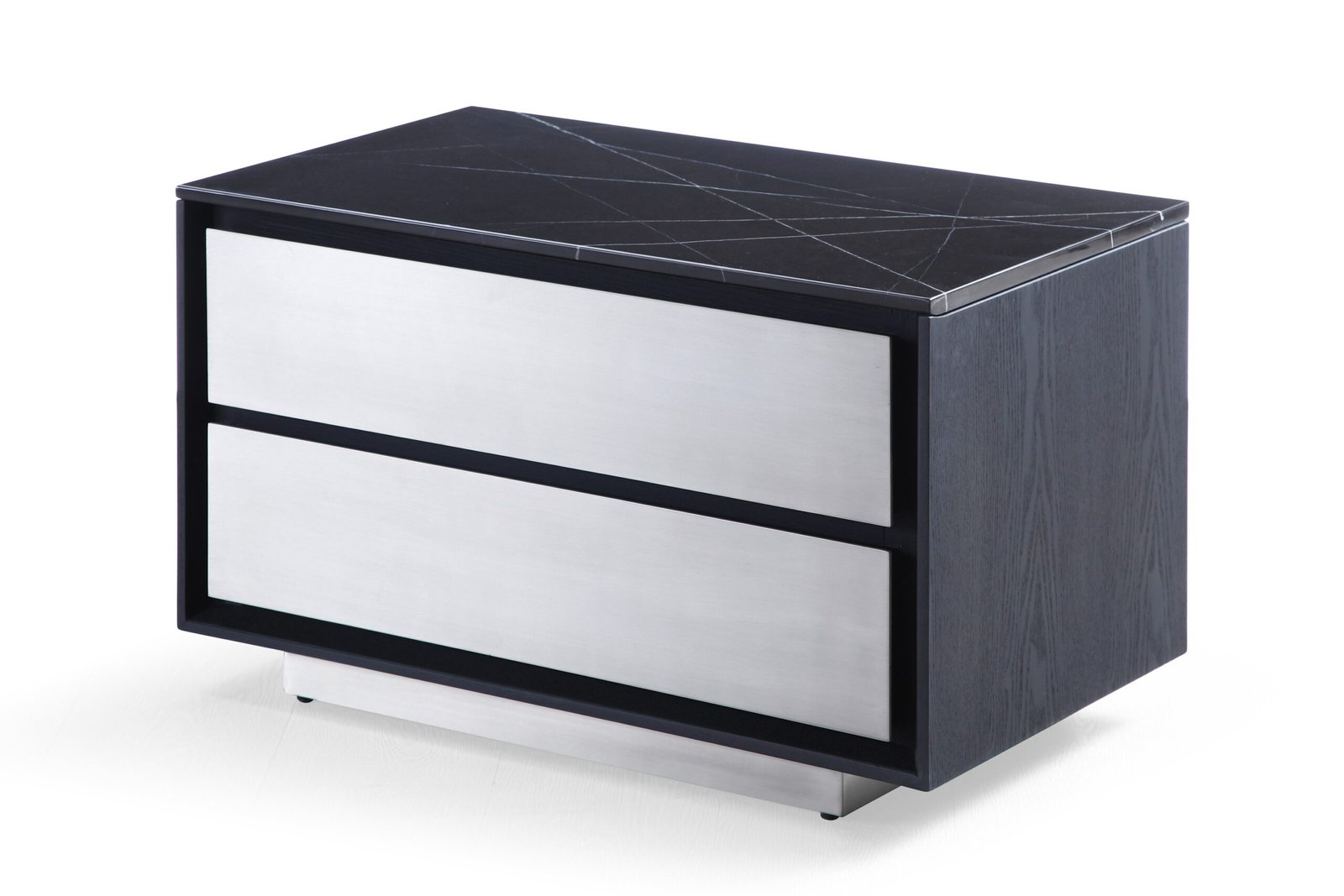 Eastern King Modrest Concord - Modern Grey Velvet + Black Marble + Black Ash + Aluminum Bedroom Set - Image 3