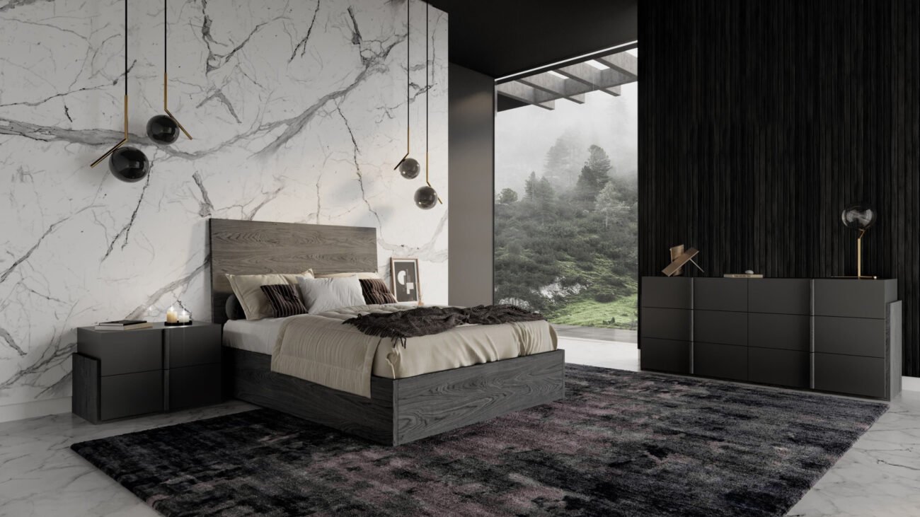 Queen Nova Domus Lucia - Italian Modern Matte Grey + Elm Grey 4-Piece Bedroom Set - Image 4