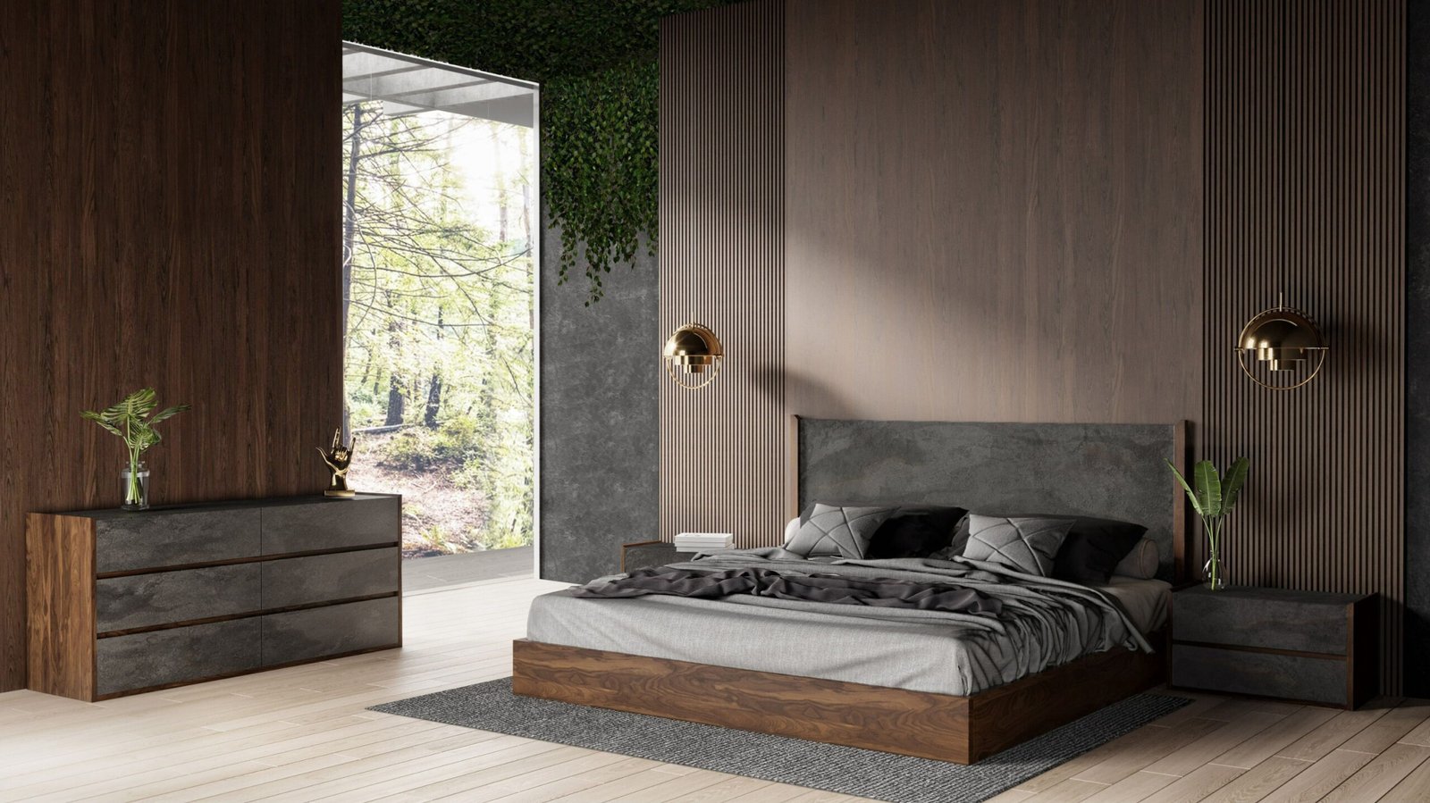 Queen Nova Domus Rado - Modern Walnut & Volcanic Slate 4-Piece Bedroom Set - Image 4