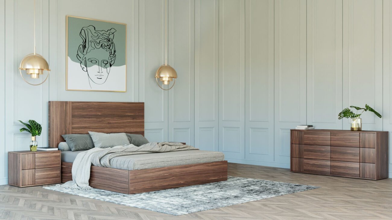 Eastern King Nova Domus Asus - Italian Modern Walnut 4-Piece Bedroom Set - Image 3