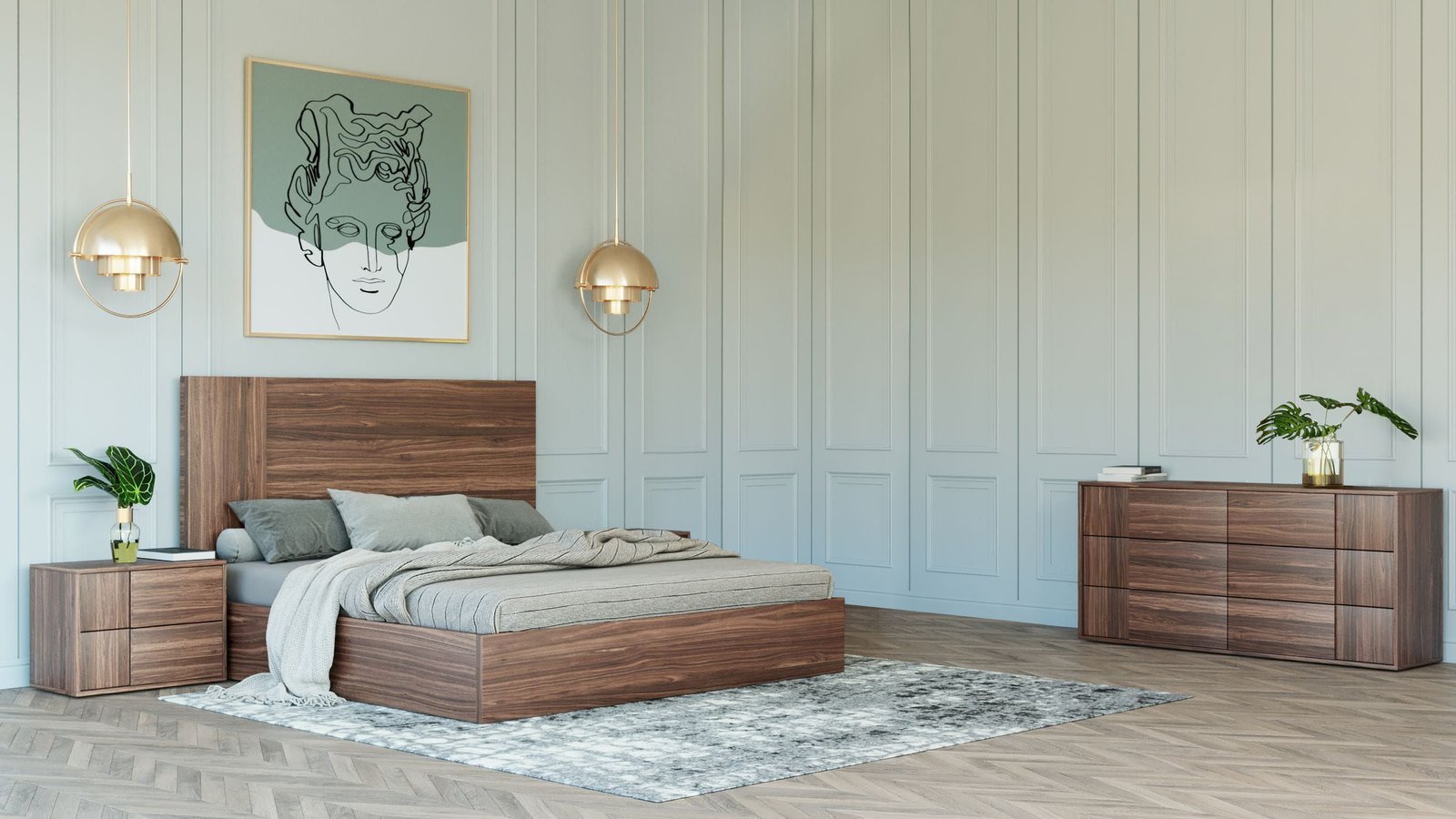 Eastern King Nova Domus Asus - Italian Modern Walnut 4-Piece Bedroom Set - Image 3