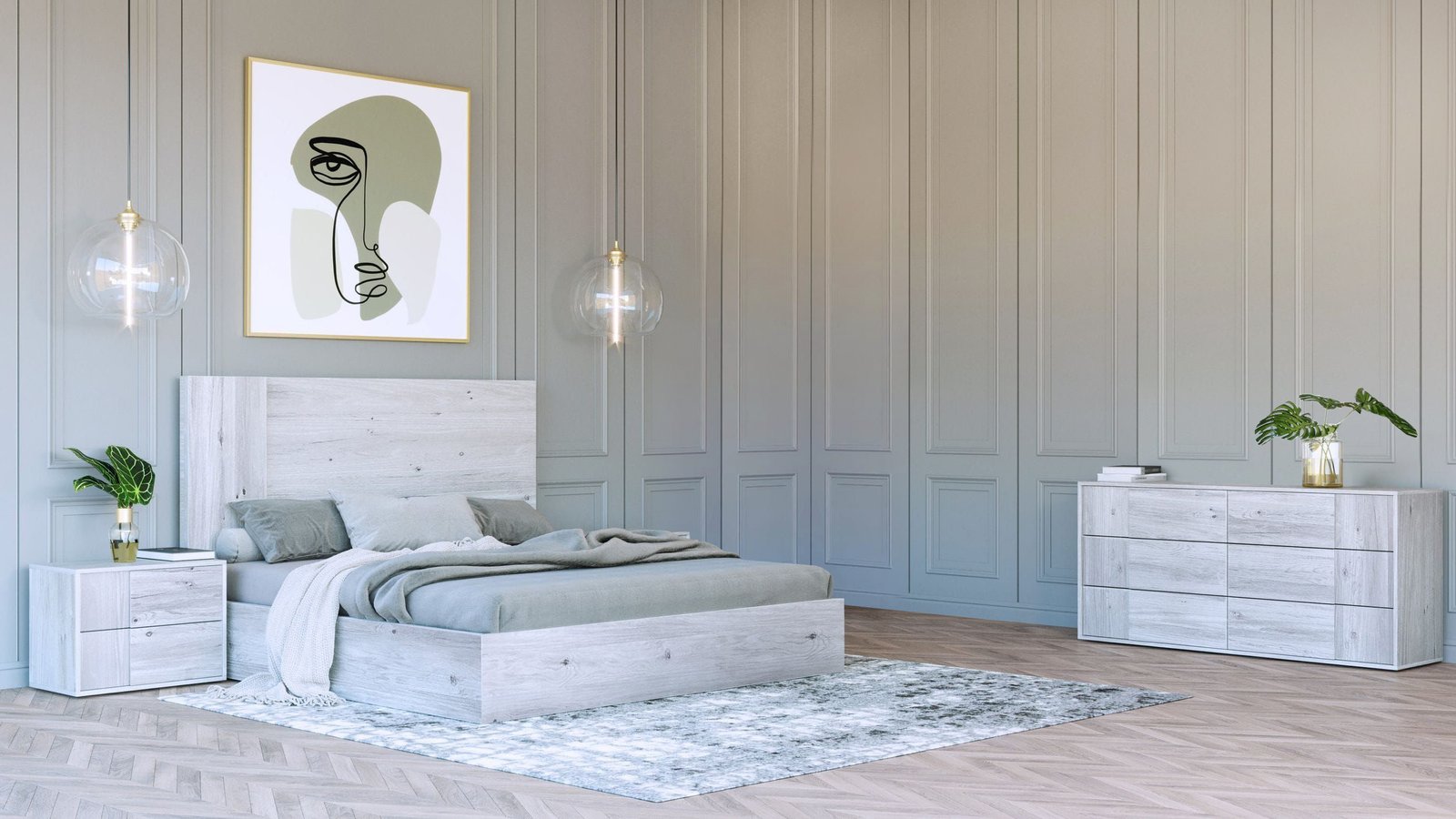 Eastern King Nova Domus Asus - Modern Italian White 4-Piece Bedroom Set - Image 2