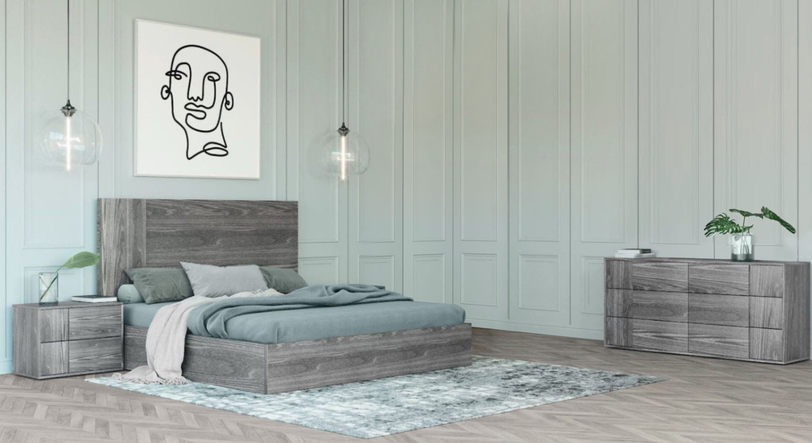 Eastern King Nova Domus Asus - Modern Italian Grey Elm 4-Piece Bedroom Set - Image 5