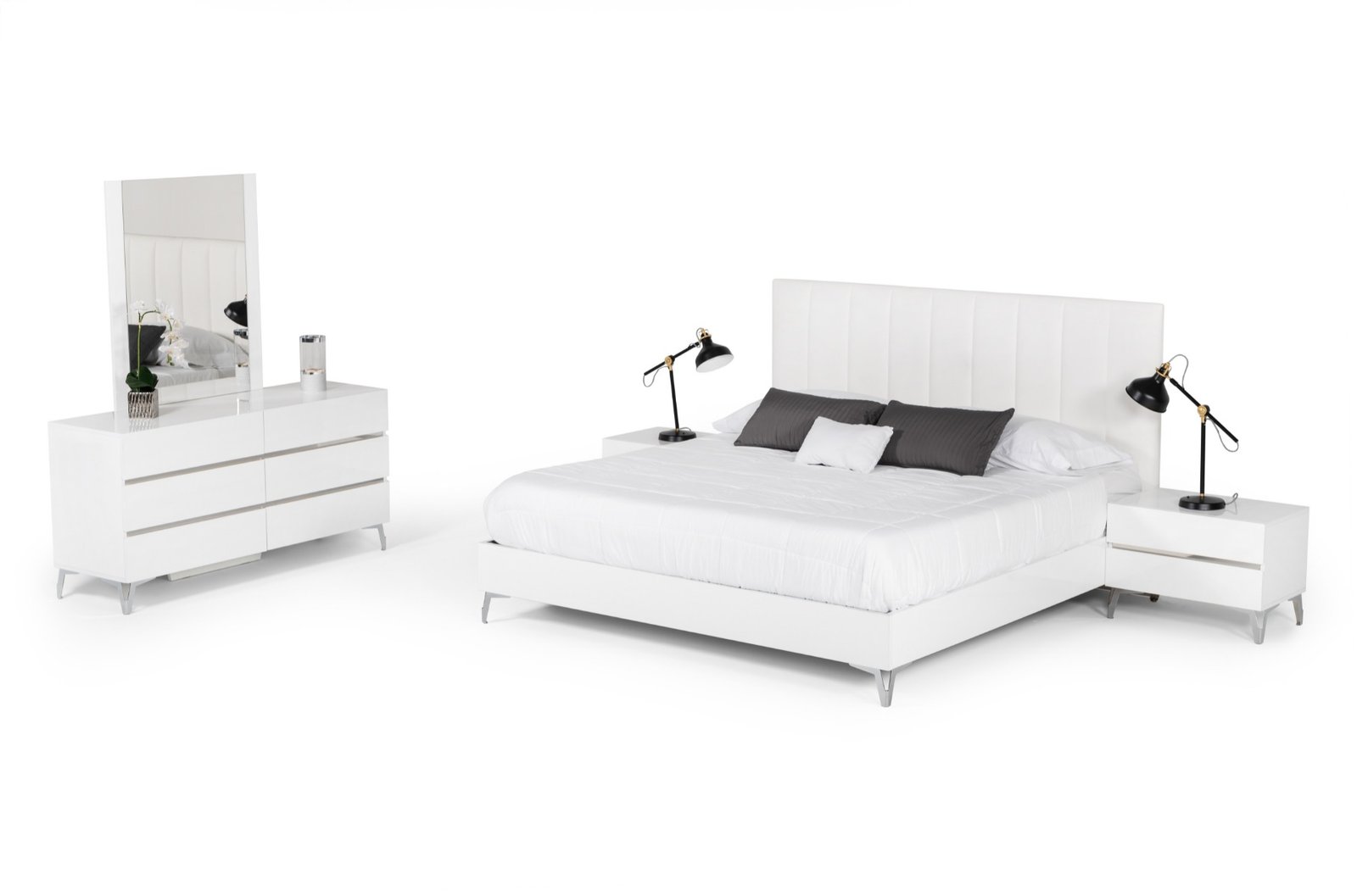 Queen Nova Domus Angela - Italian Modern White Eco Leather 4-Piece Bedroom Set - Image 2