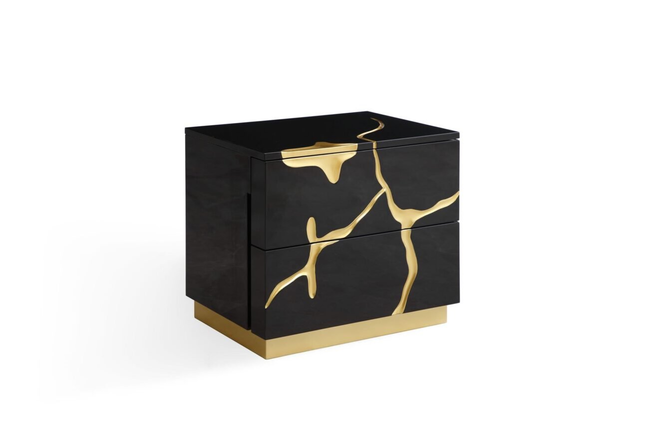 Modrest Aspen - Modern Black + Gold Bed + Nightstands - Image 5